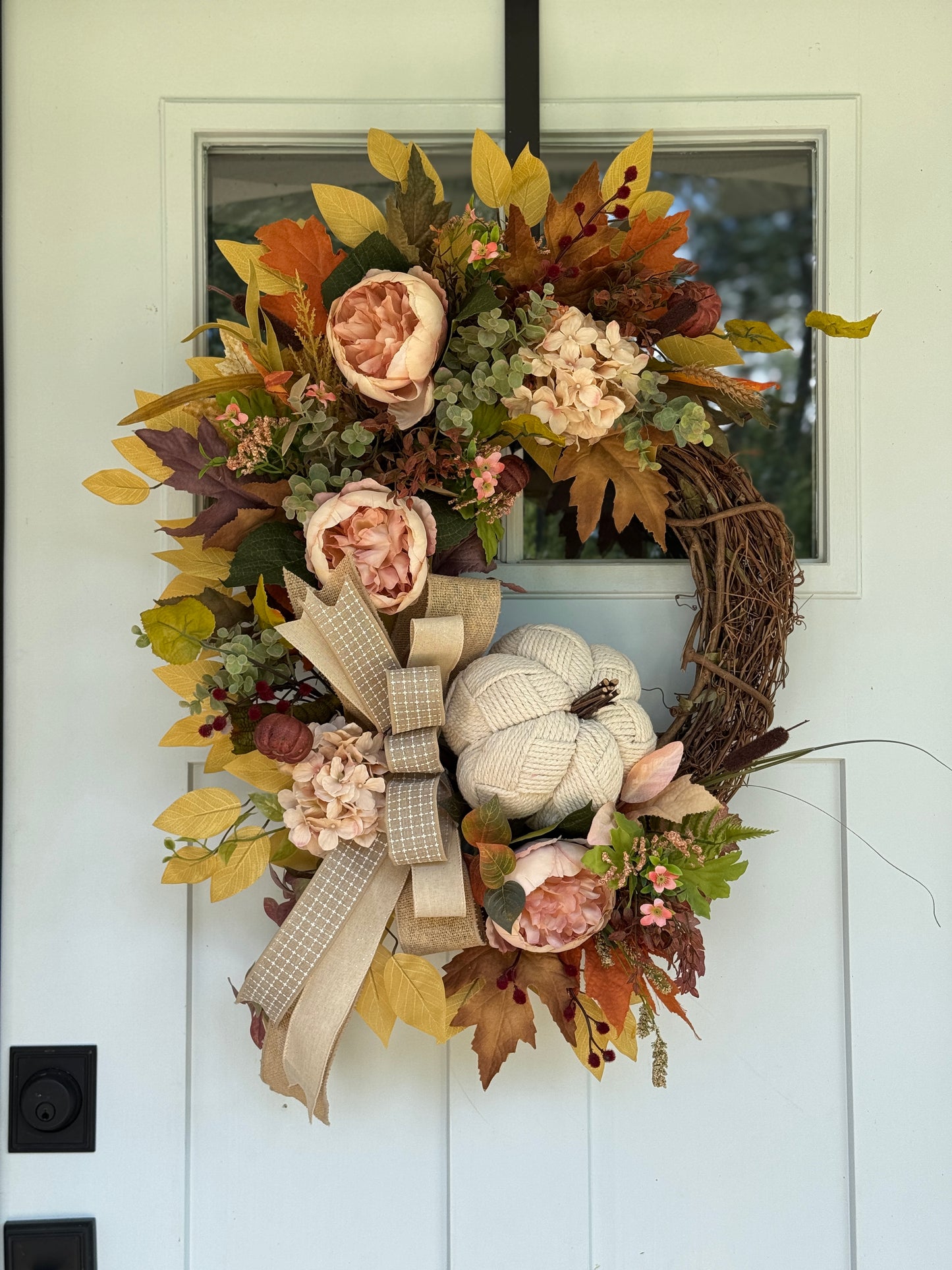 Neutral Boho Inspired Autumn Floral Wreath