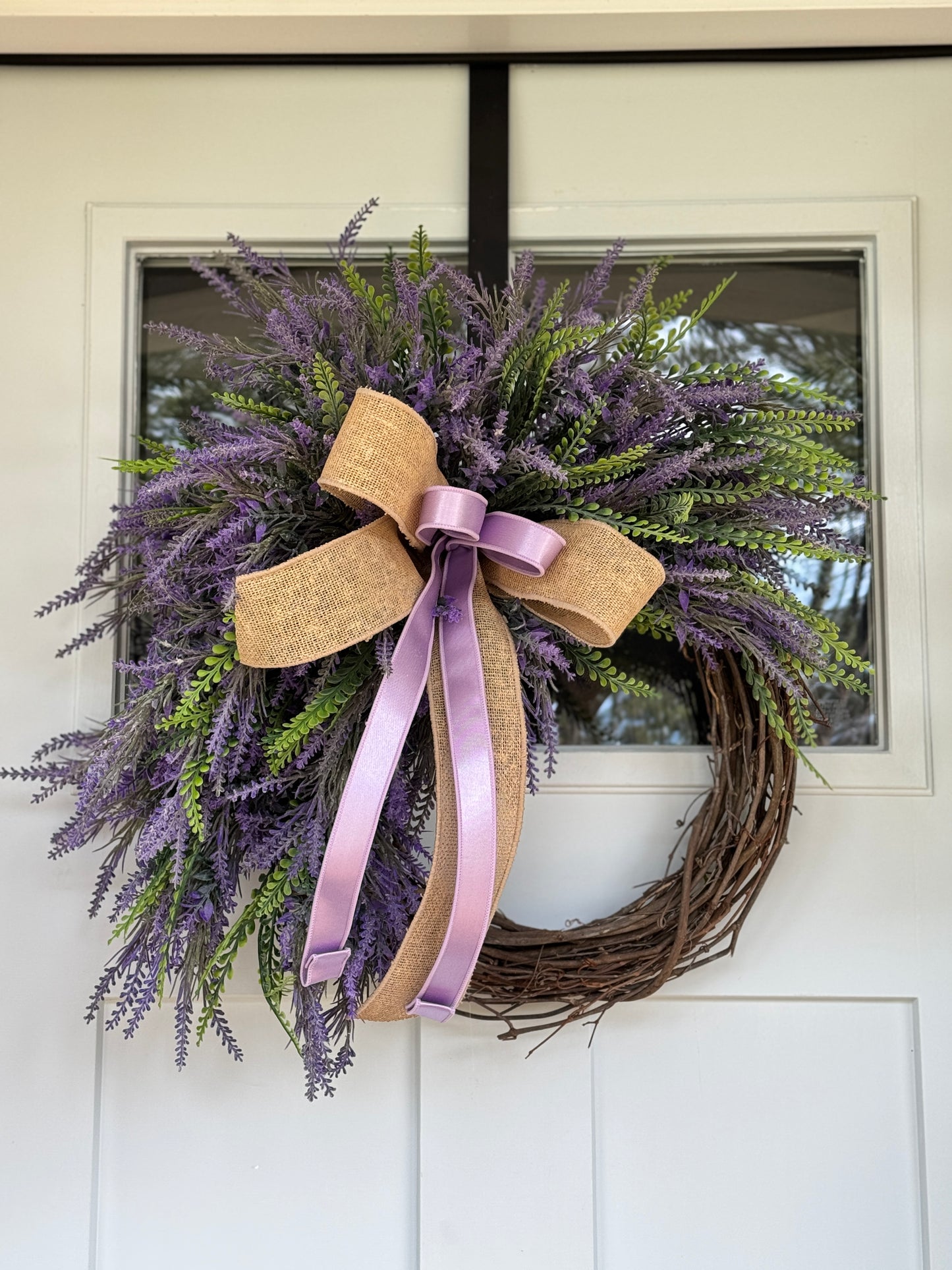 Lavender Everyday Wreath with Burlap Bow