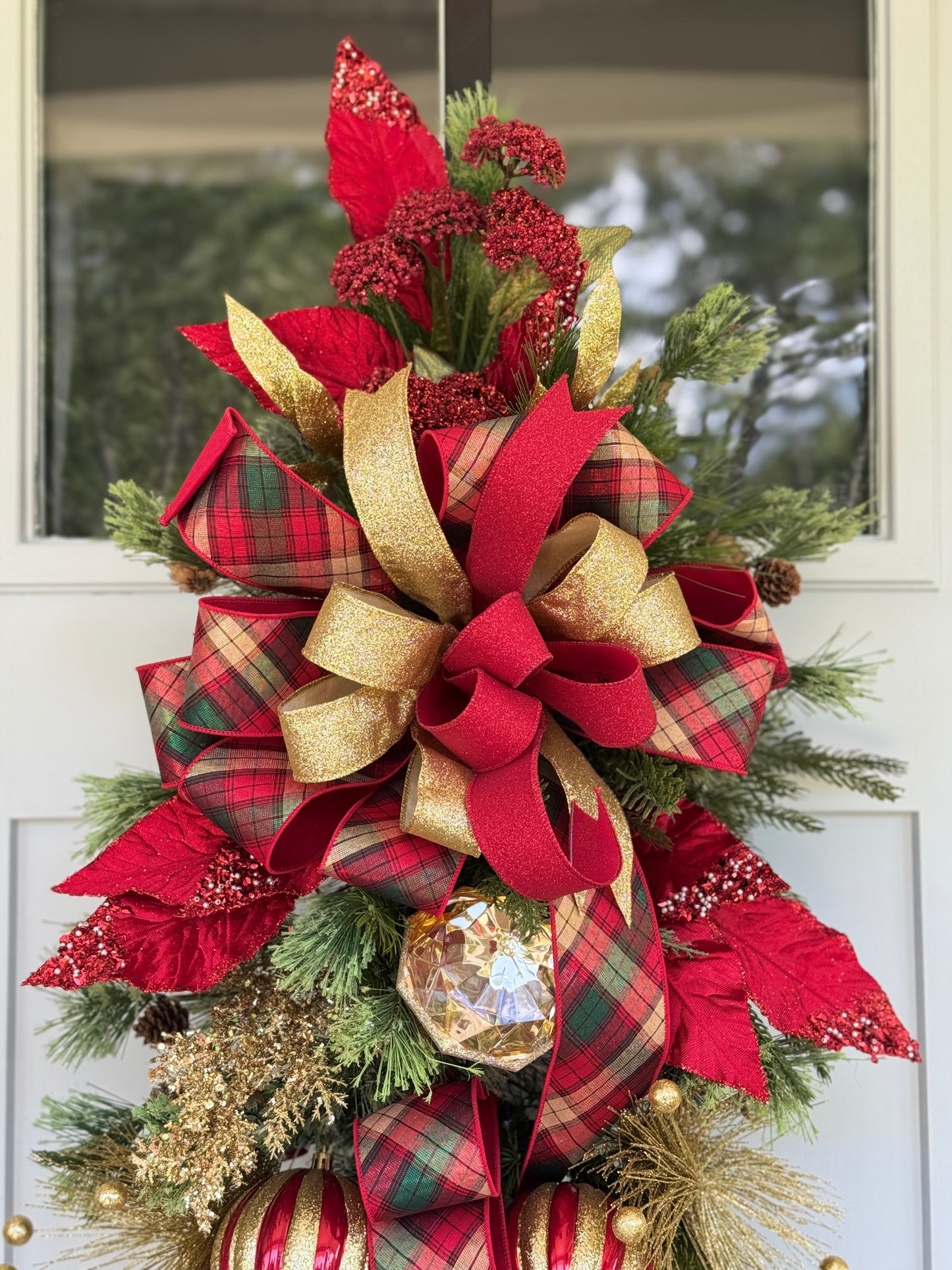 Red and Gold Winter/Holiday Door Swag