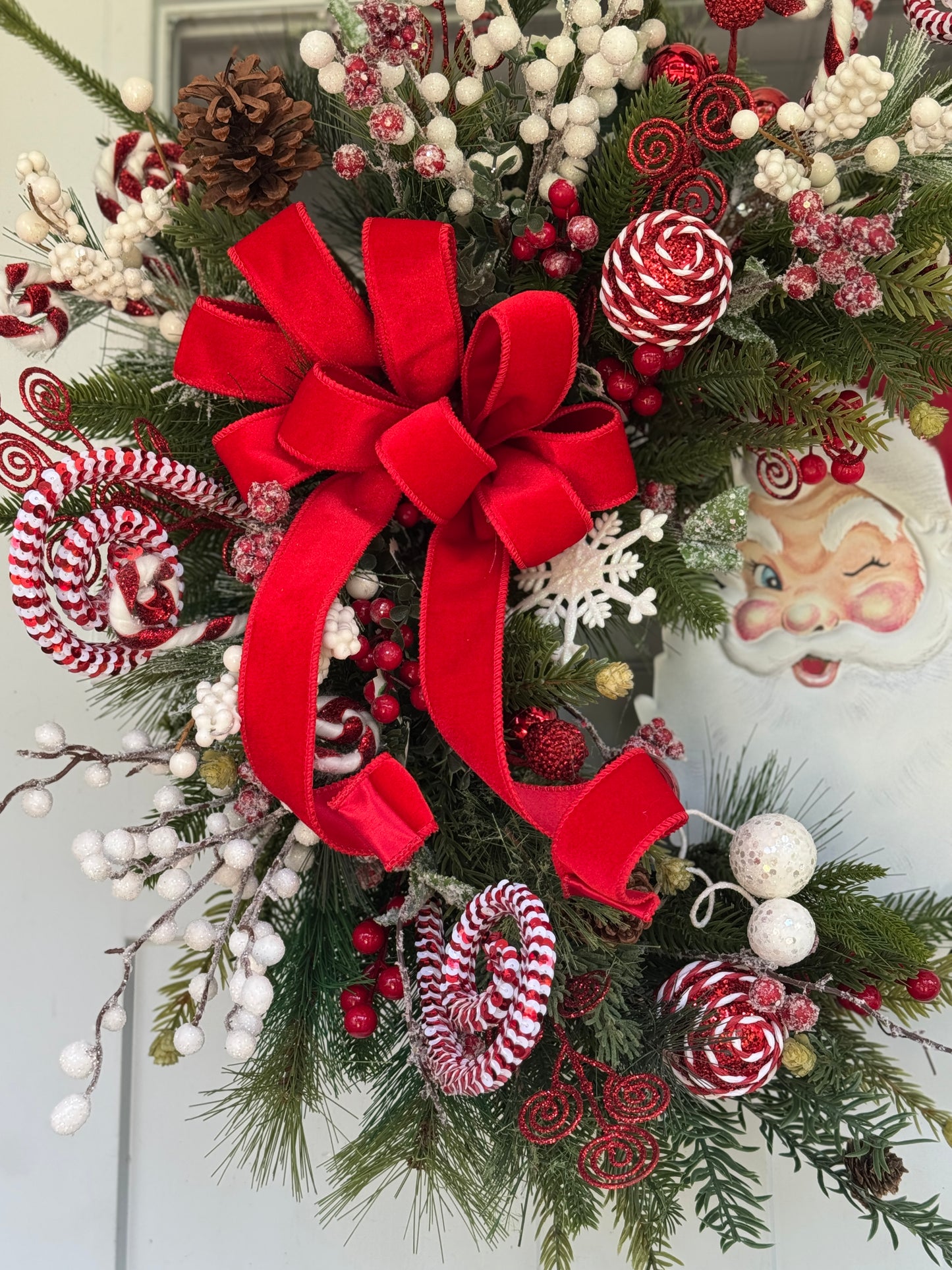 Winking Santa Holiday Wreath