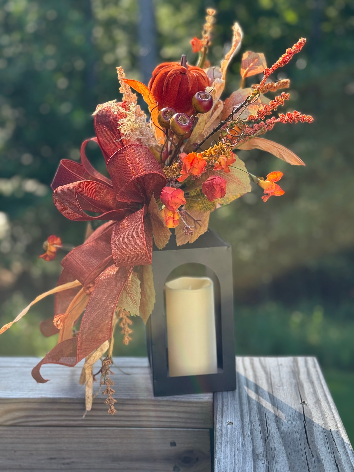 Autumn Harvest Lantern with Candle
