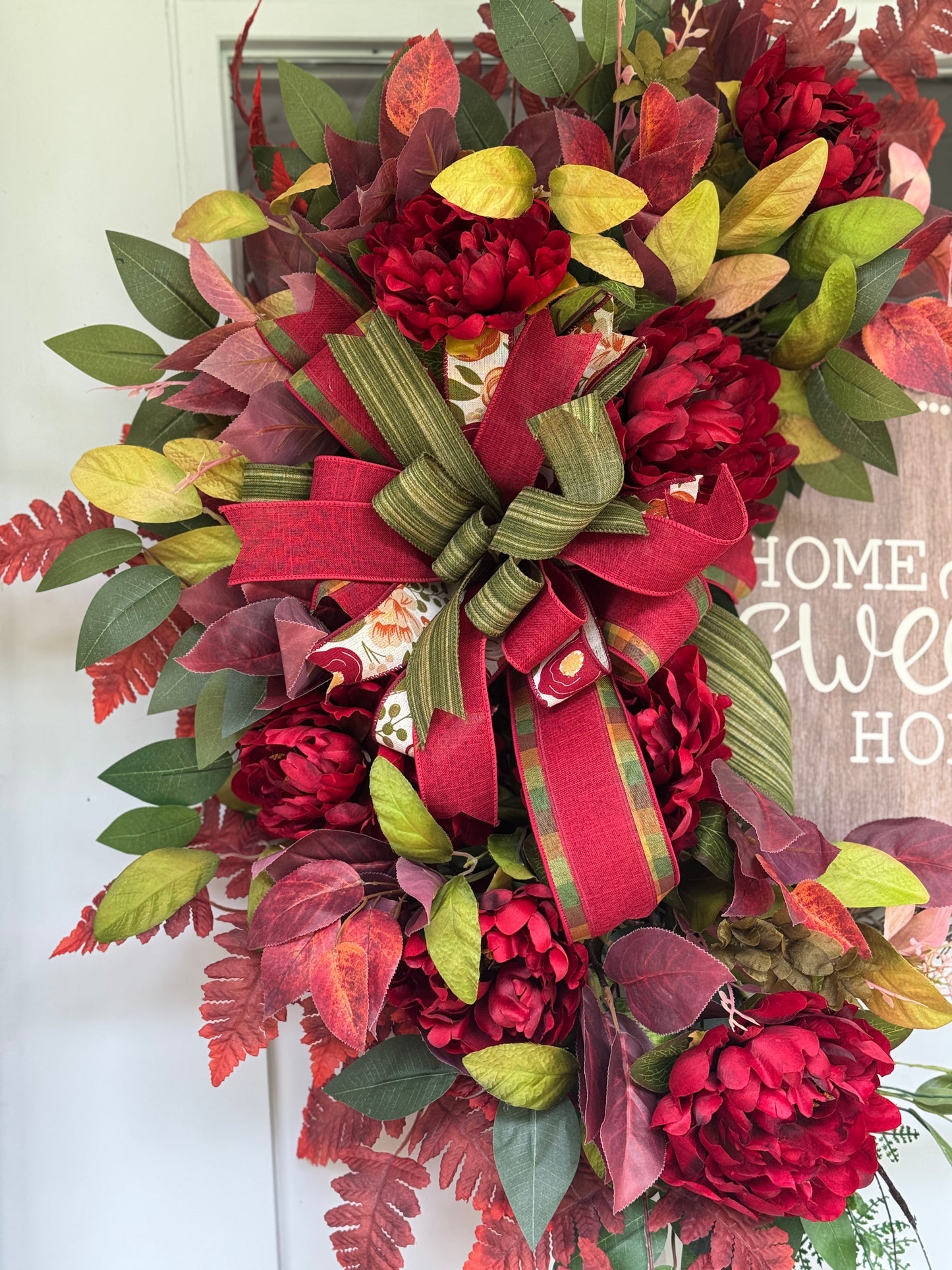 Burgundy and Moss Floral Wreath