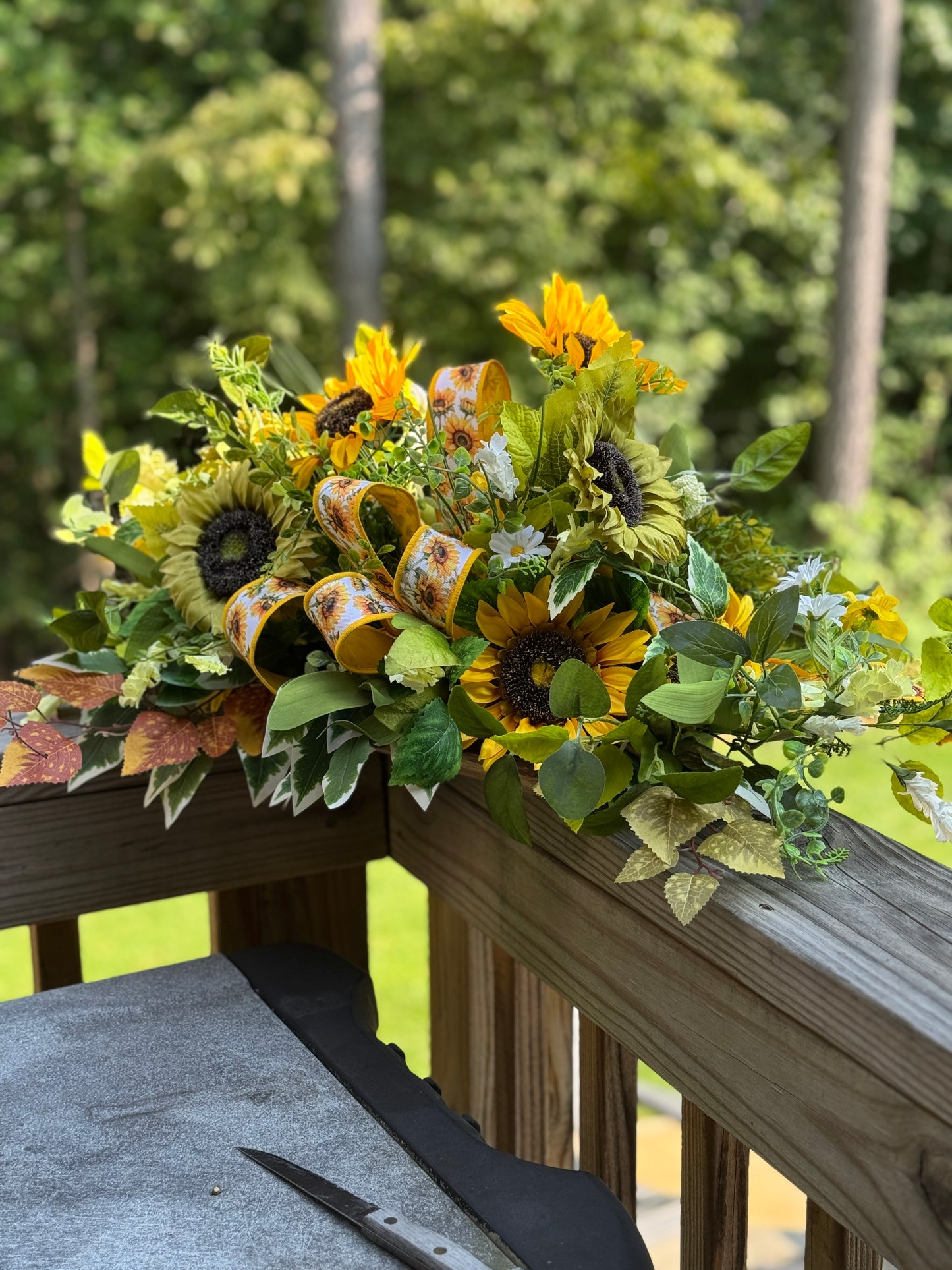 Sunflower and Greenery Fall Centerpiece/Arrangement