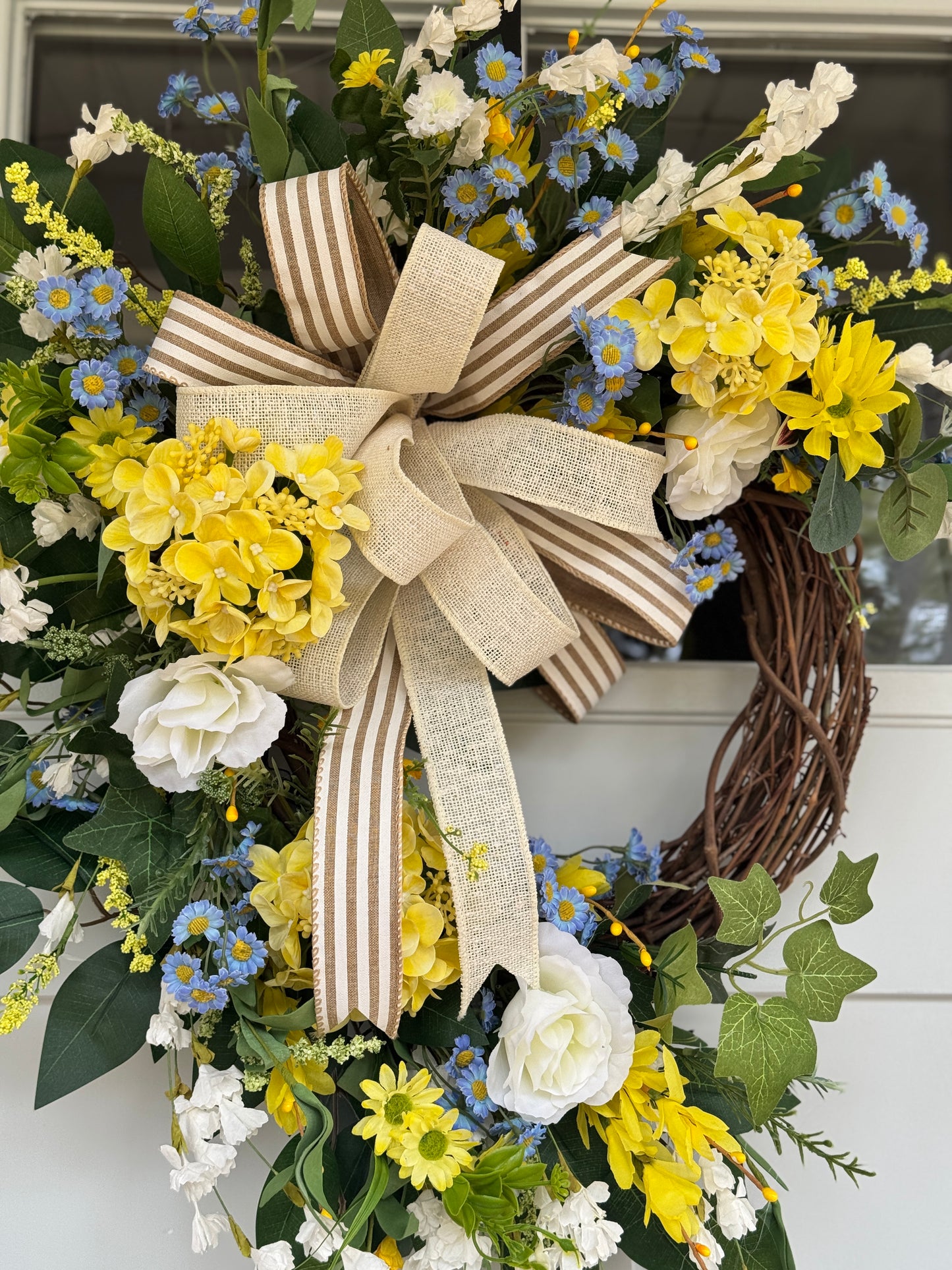 Yellow and Blue Floral Wreath