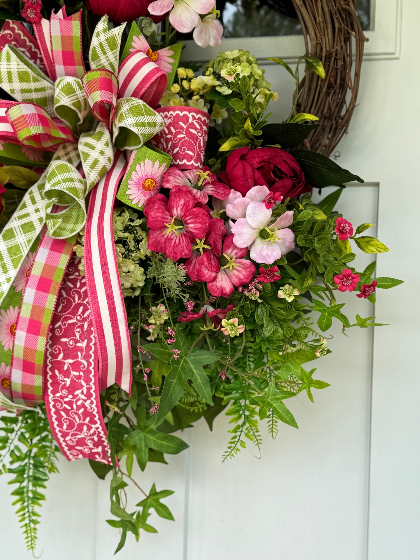Stunning Pink and Green Floral Wreath