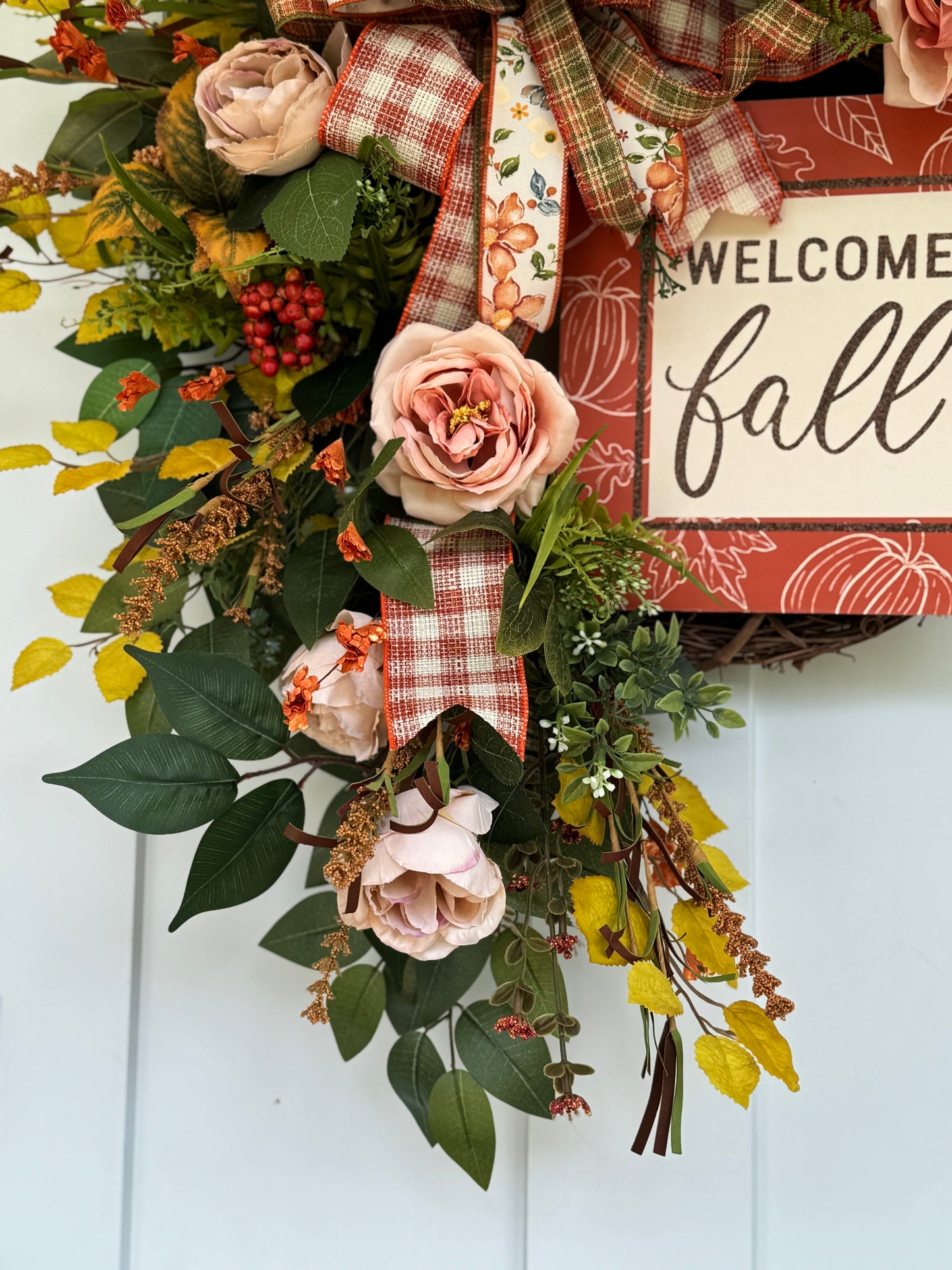 Large Neutral Tones Fall Floral Wreath