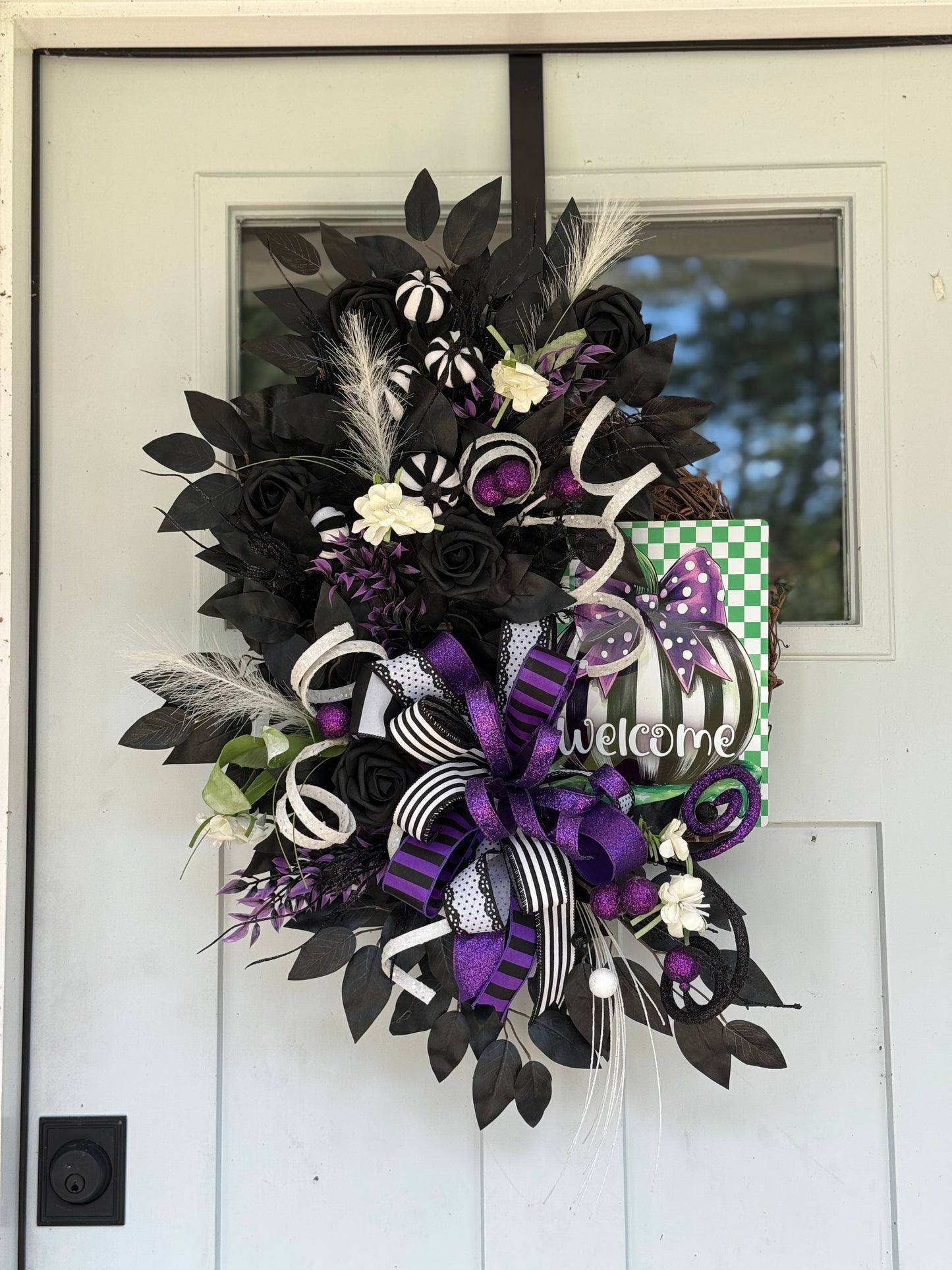 Black and White Pumpkin Halloween Wreath