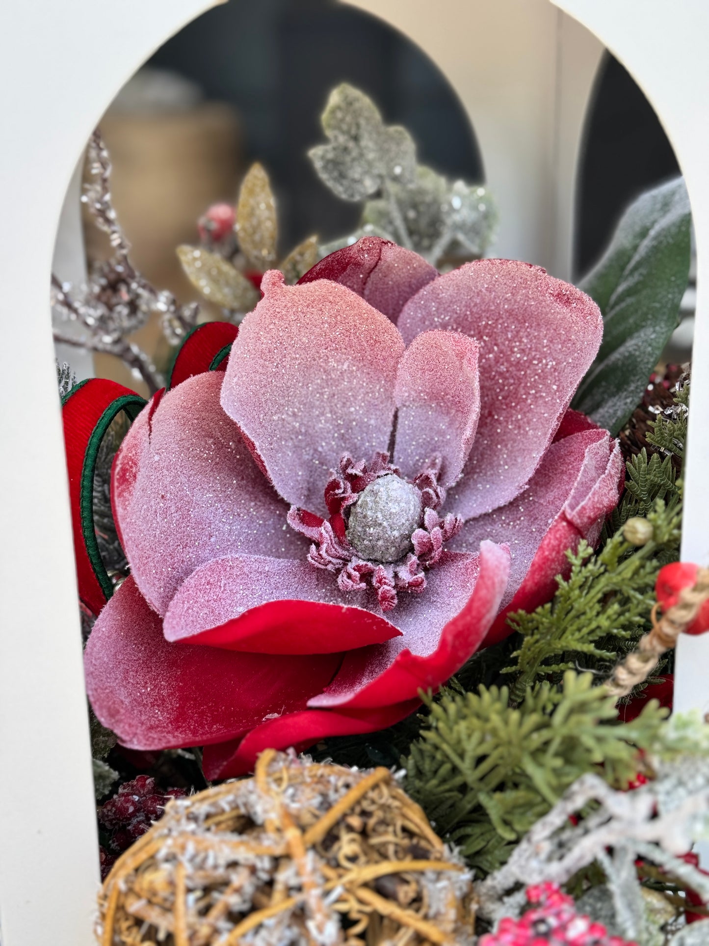 Large White Winter Lantern Floral Arrangement