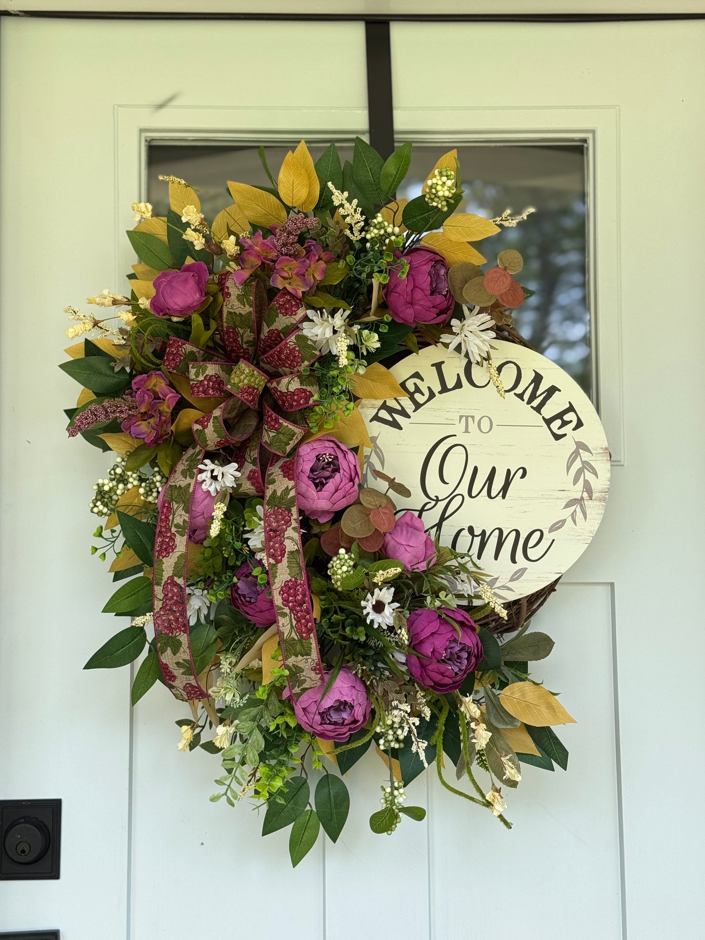 Purple Floral Welcome Wreath