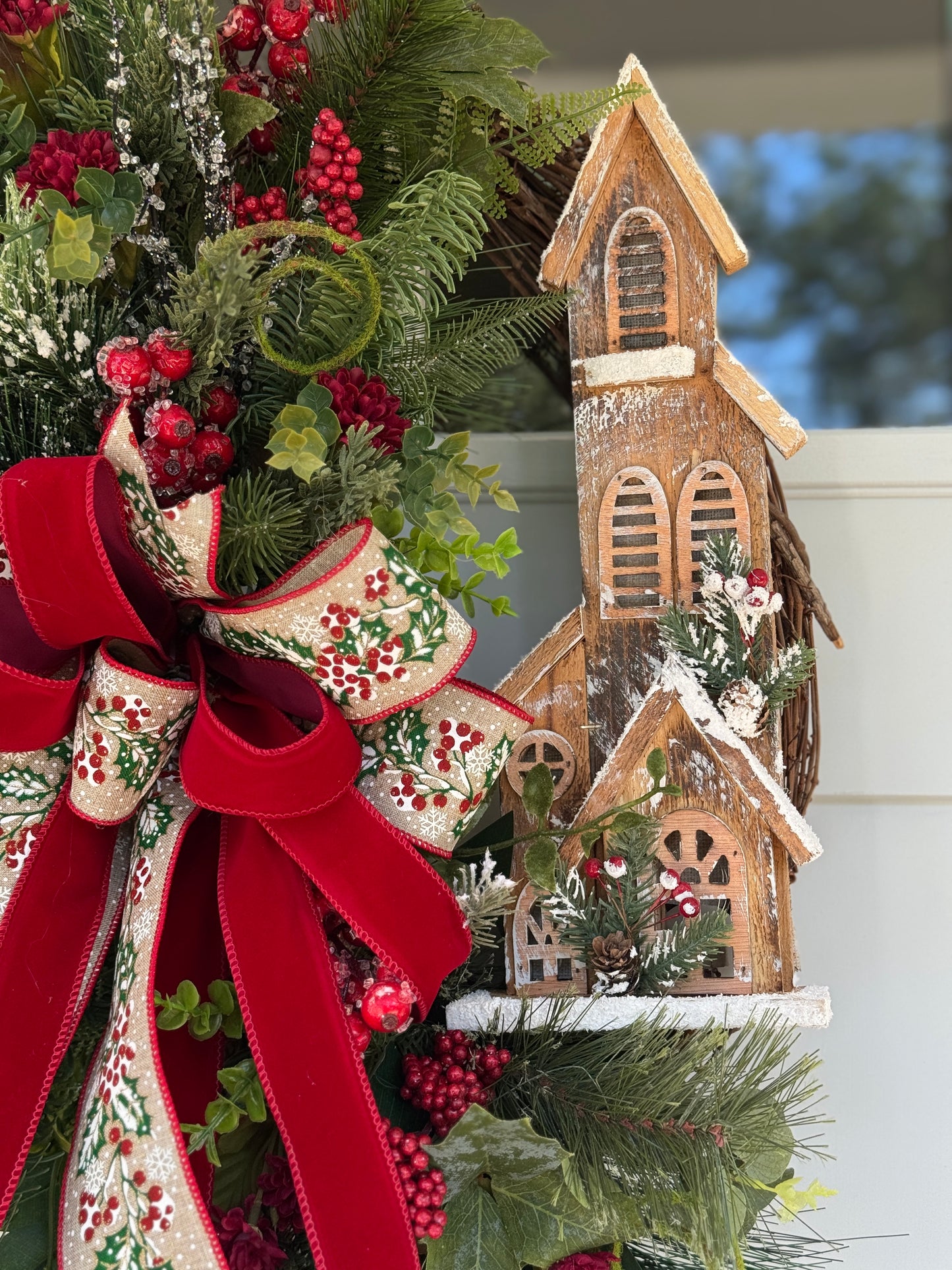 Large Rustic Church Winter/Holiday Wreath