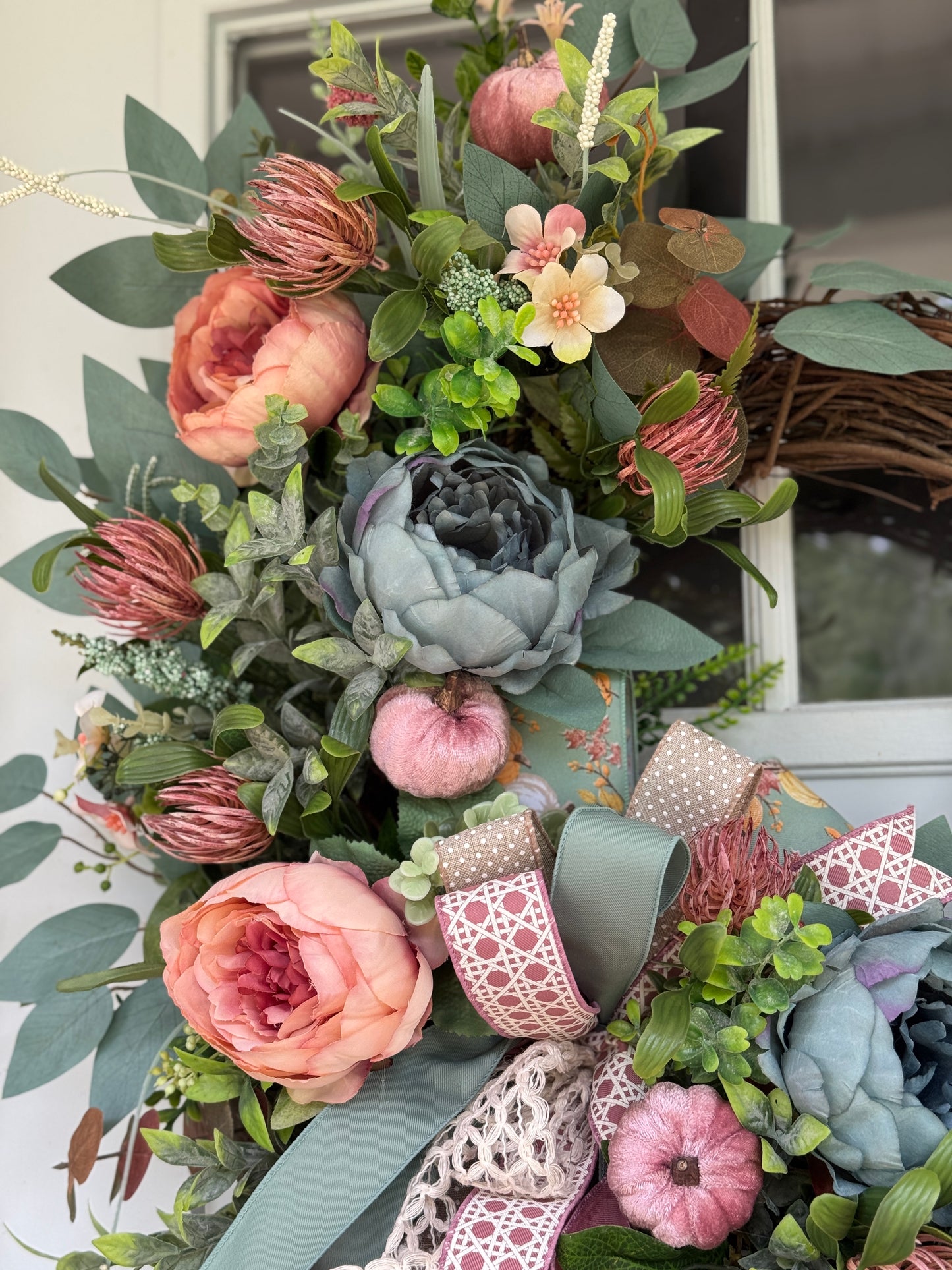 Elegant Dusty Pink And Blue Wreath