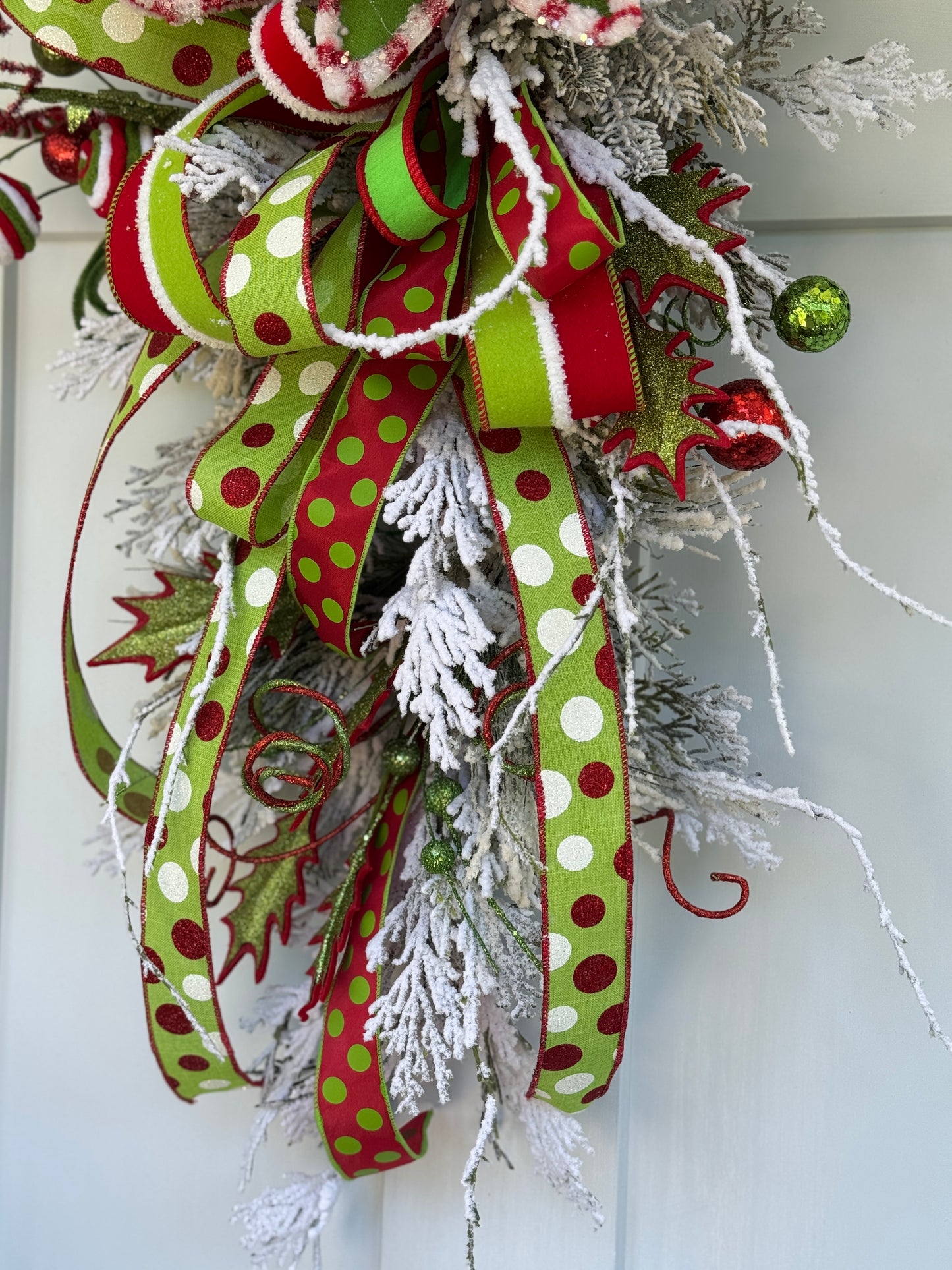 Vibrant Red and Green Winter/Holiday Door Swag