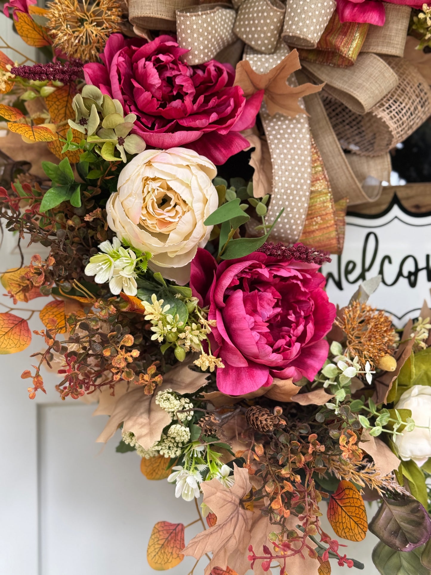 Pink and Cream Floral Welcome Wreath
