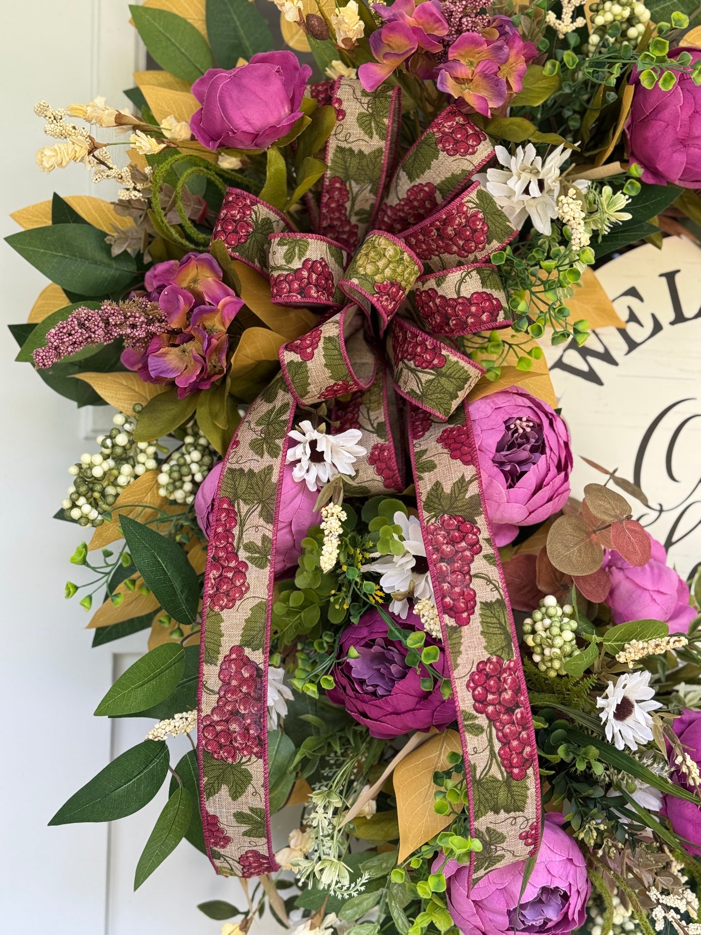 Purple Floral Welcome Wreath