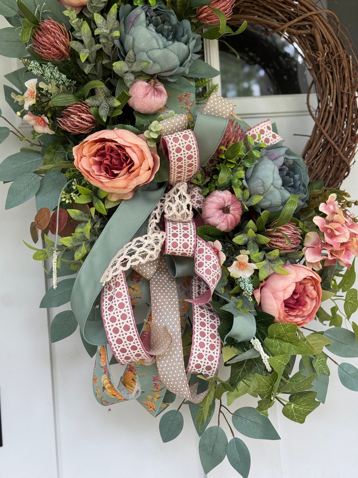 Elegant Dusty Pink And Blue Wreath