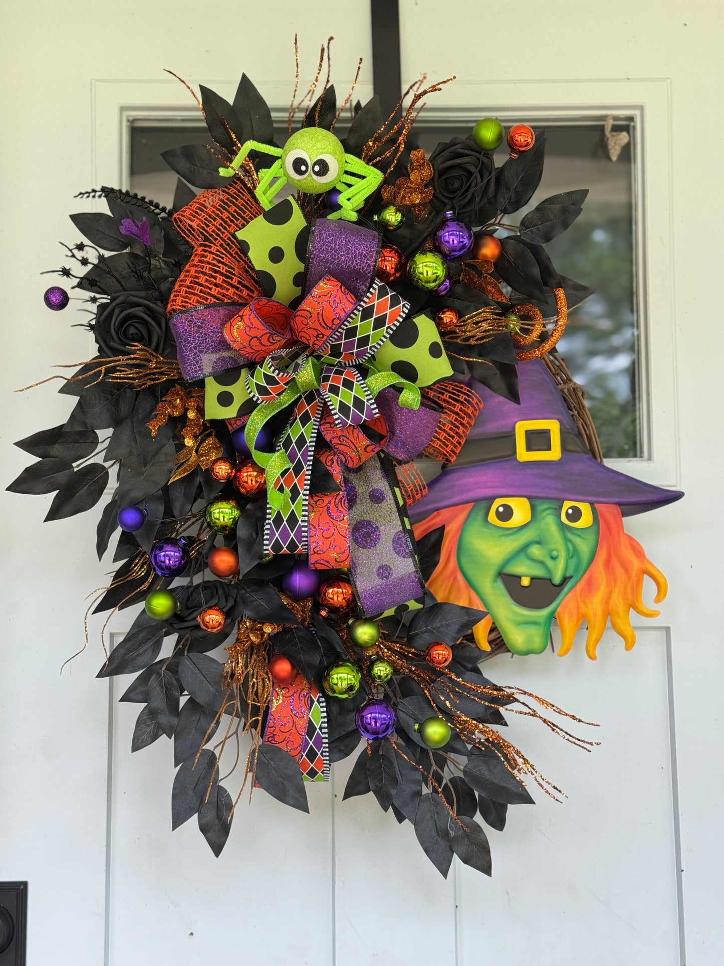 Halloween Witch and Spider Wreath