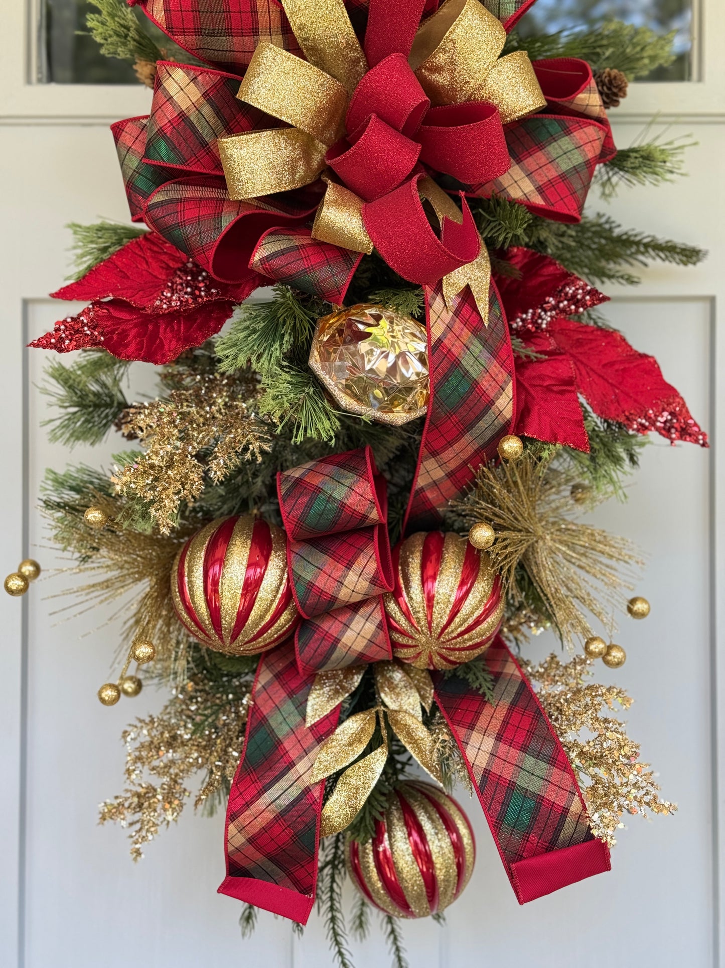 Red and Gold Winter/Holiday Door Swag