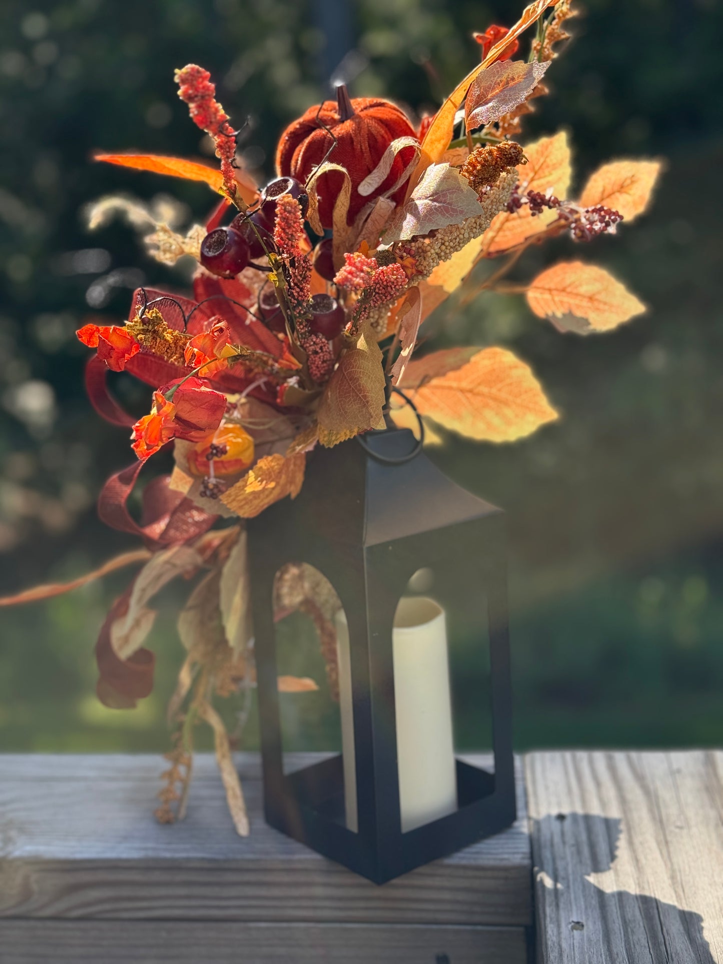 Autumn Harvest Lantern with Candle
