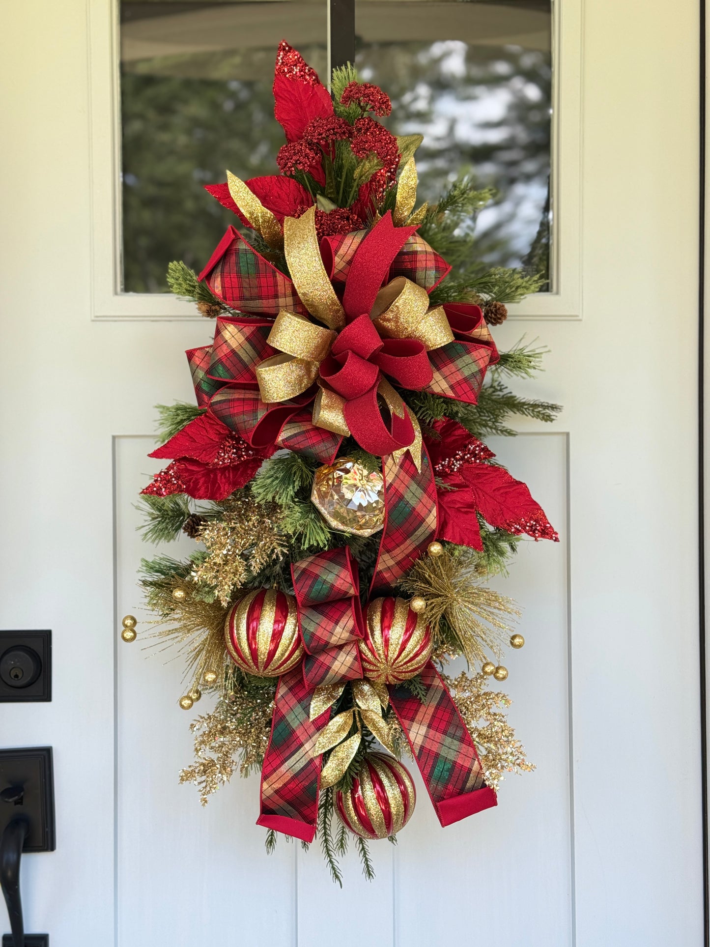 Red and Gold Winter/Holiday Door Swag