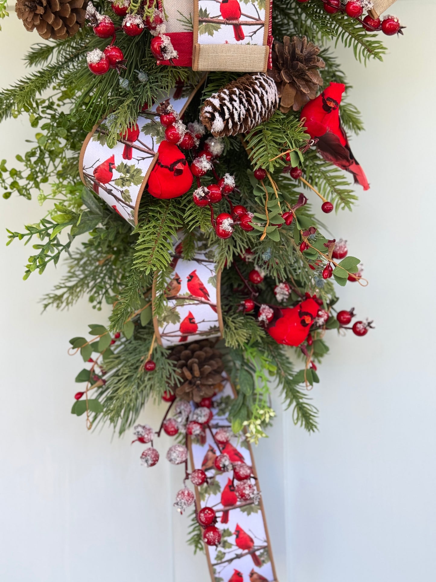 Woodland Cardinal Winter/Holiday Door Swag