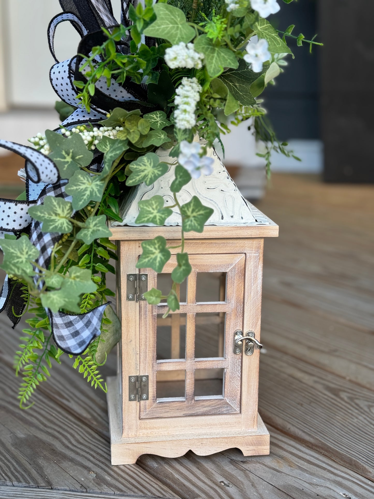 Rustic Lantern with Greenery Decor