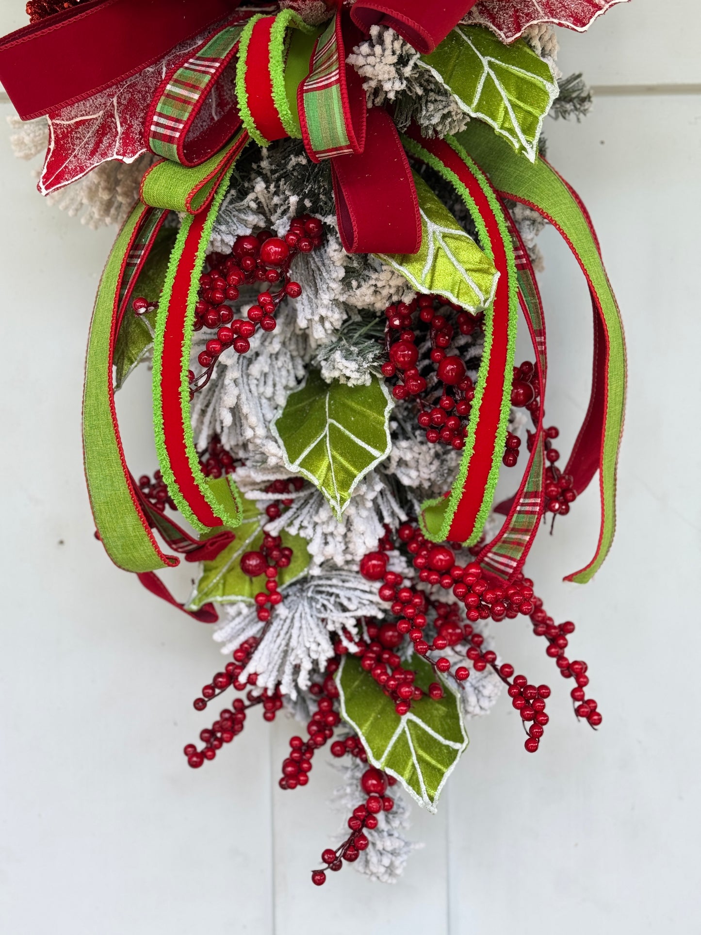 Festive Red and Green Holly Winter/Holiday Wreath