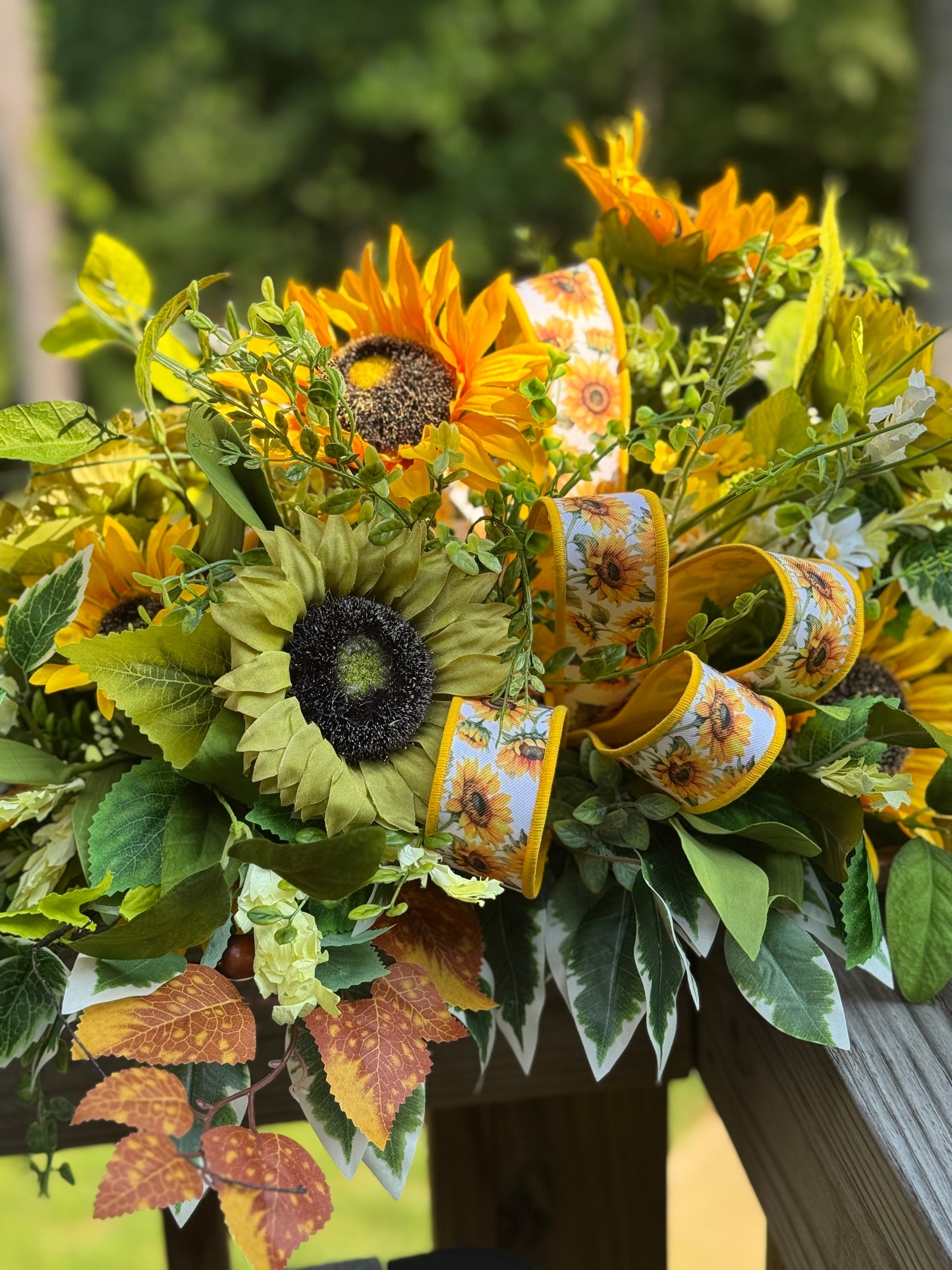 Sunflower and Greenery Fall Centerpiece/Arrangement