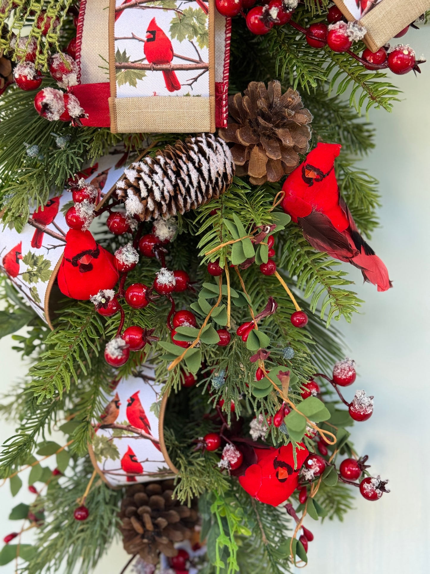 Woodland Cardinal Winter/Holiday Door Swag