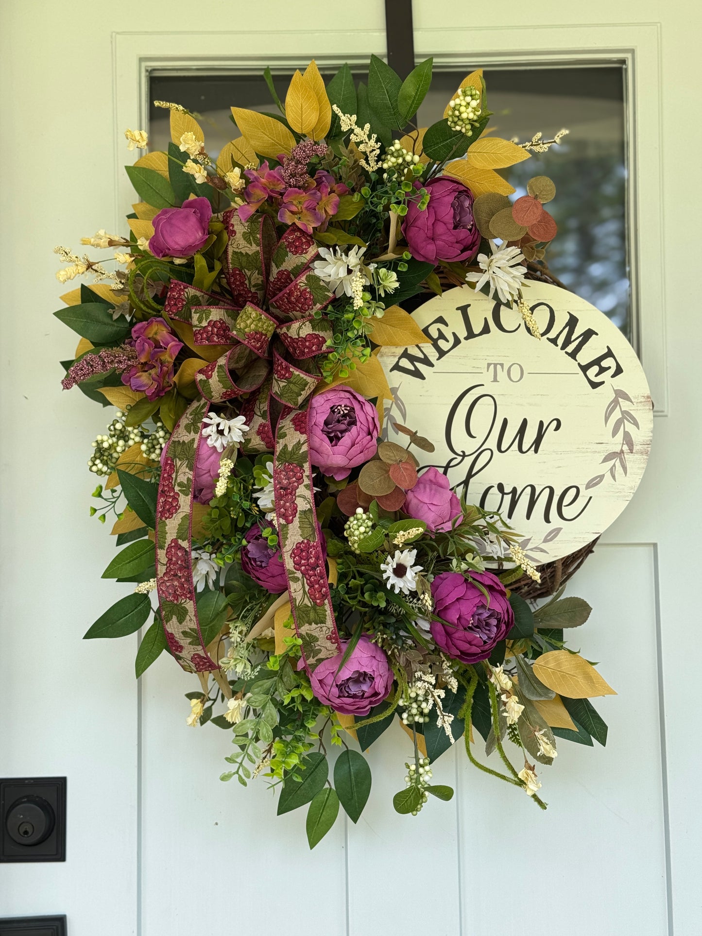 Purple Floral Welcome Wreath