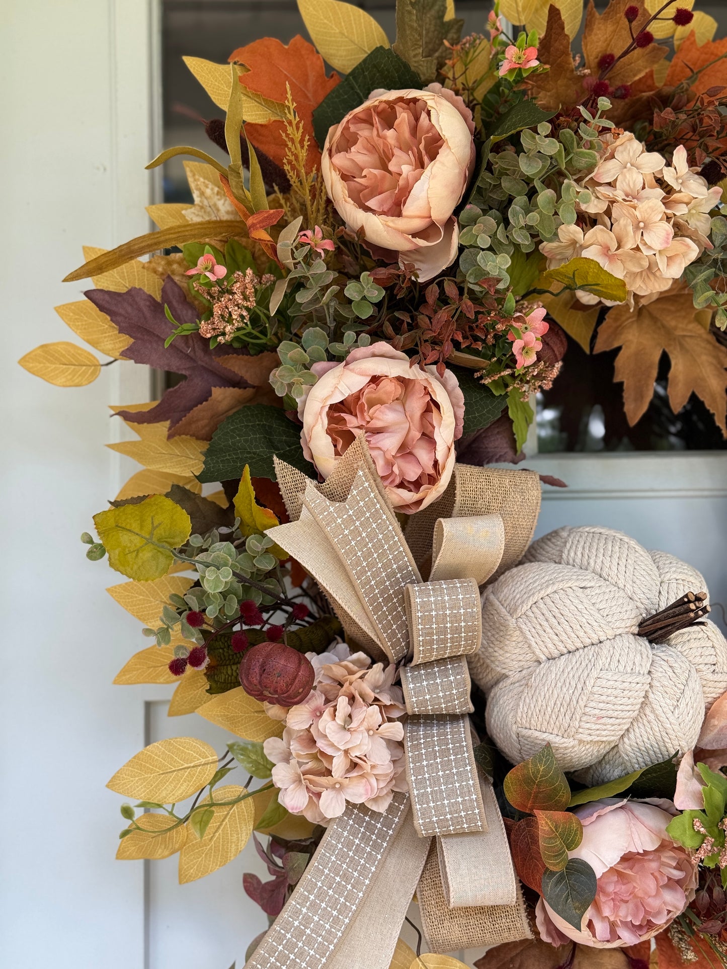 Neutral Boho Inspired Autumn Floral Wreath