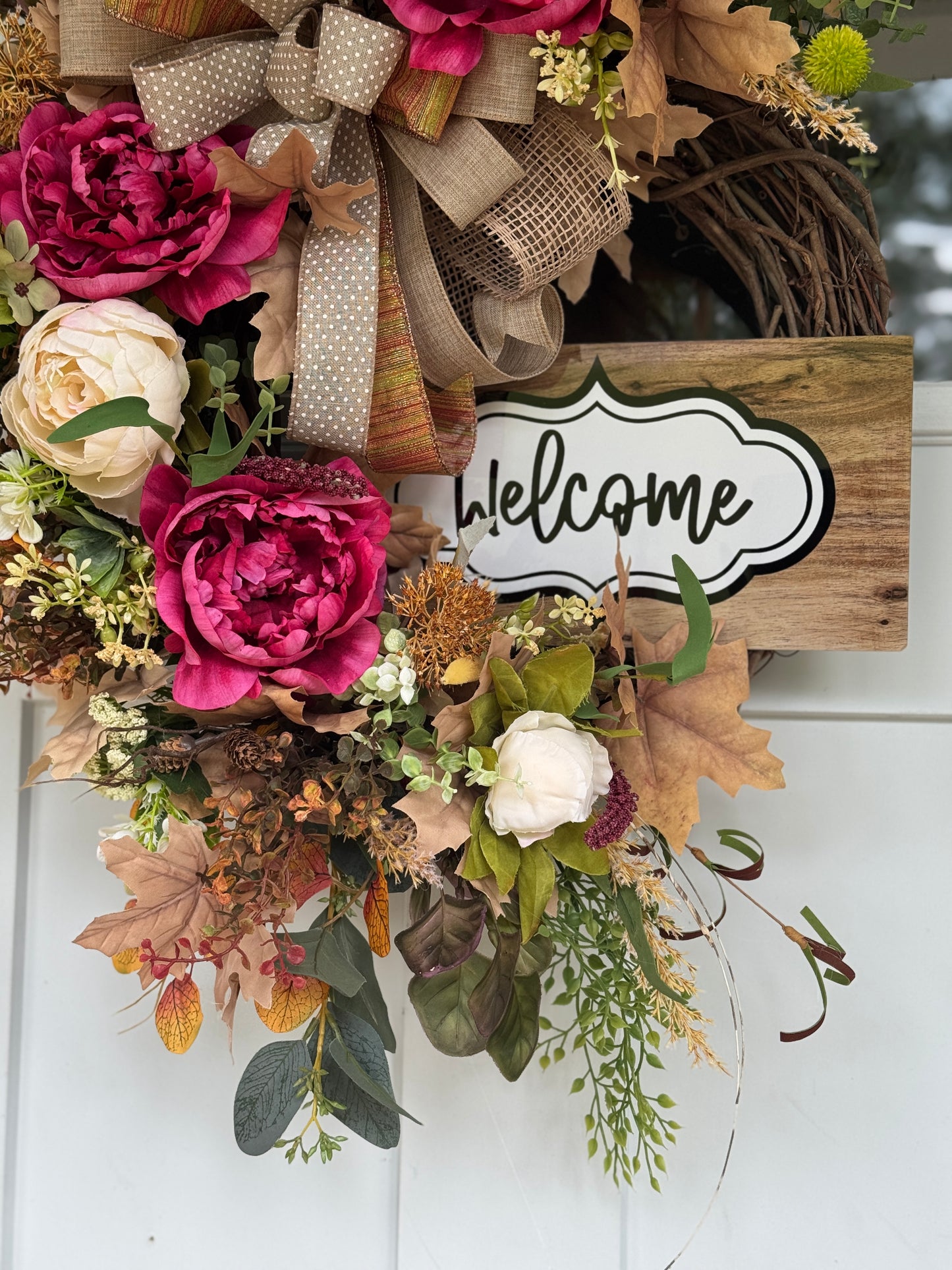 Pink and Cream Floral Welcome Wreath