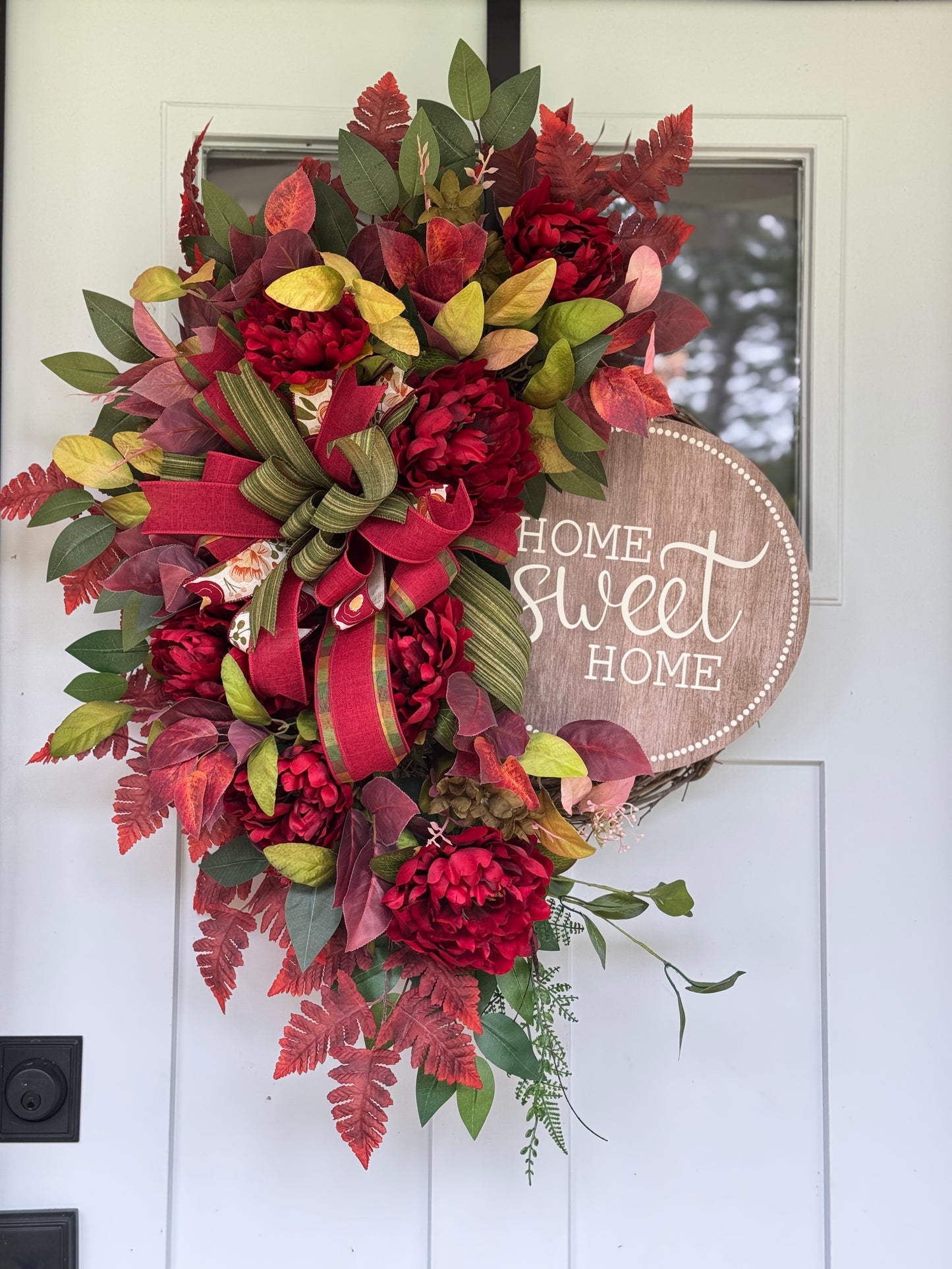 Burgundy and Moss Floral Wreath