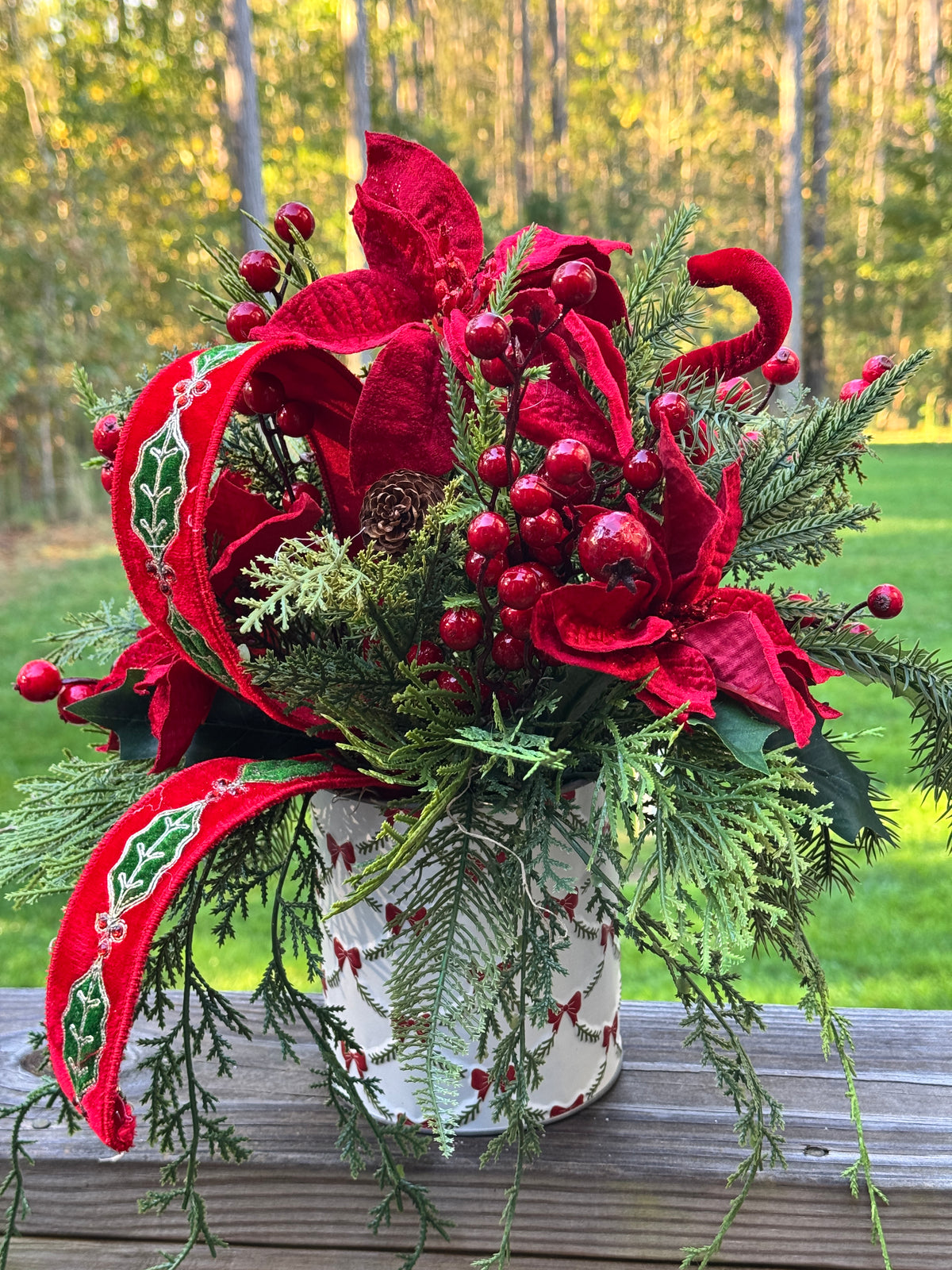 Red Poinsettia Winter Floral Arrangement