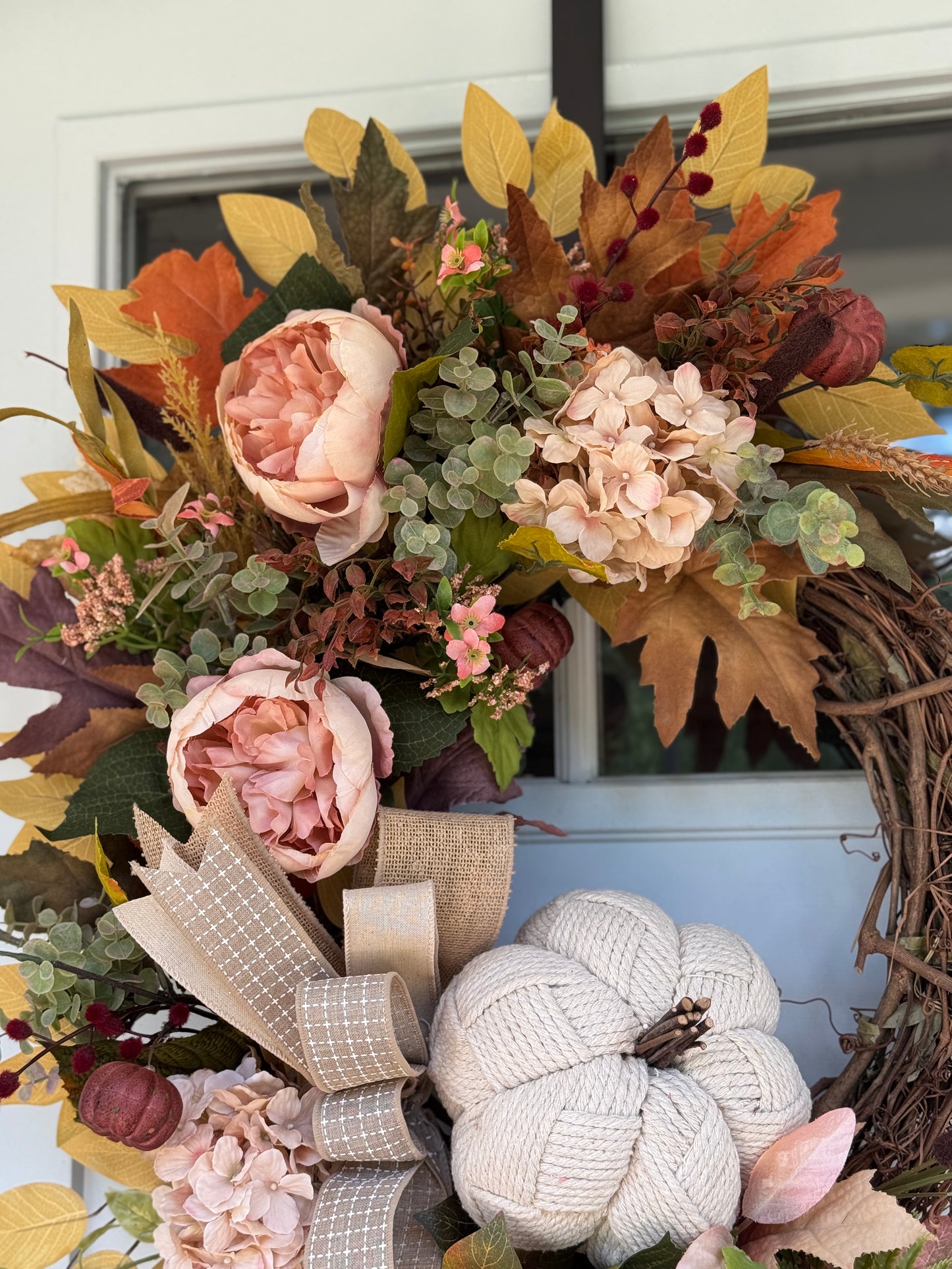 Neutral Boho Inspired Autumn Floral Wreath
