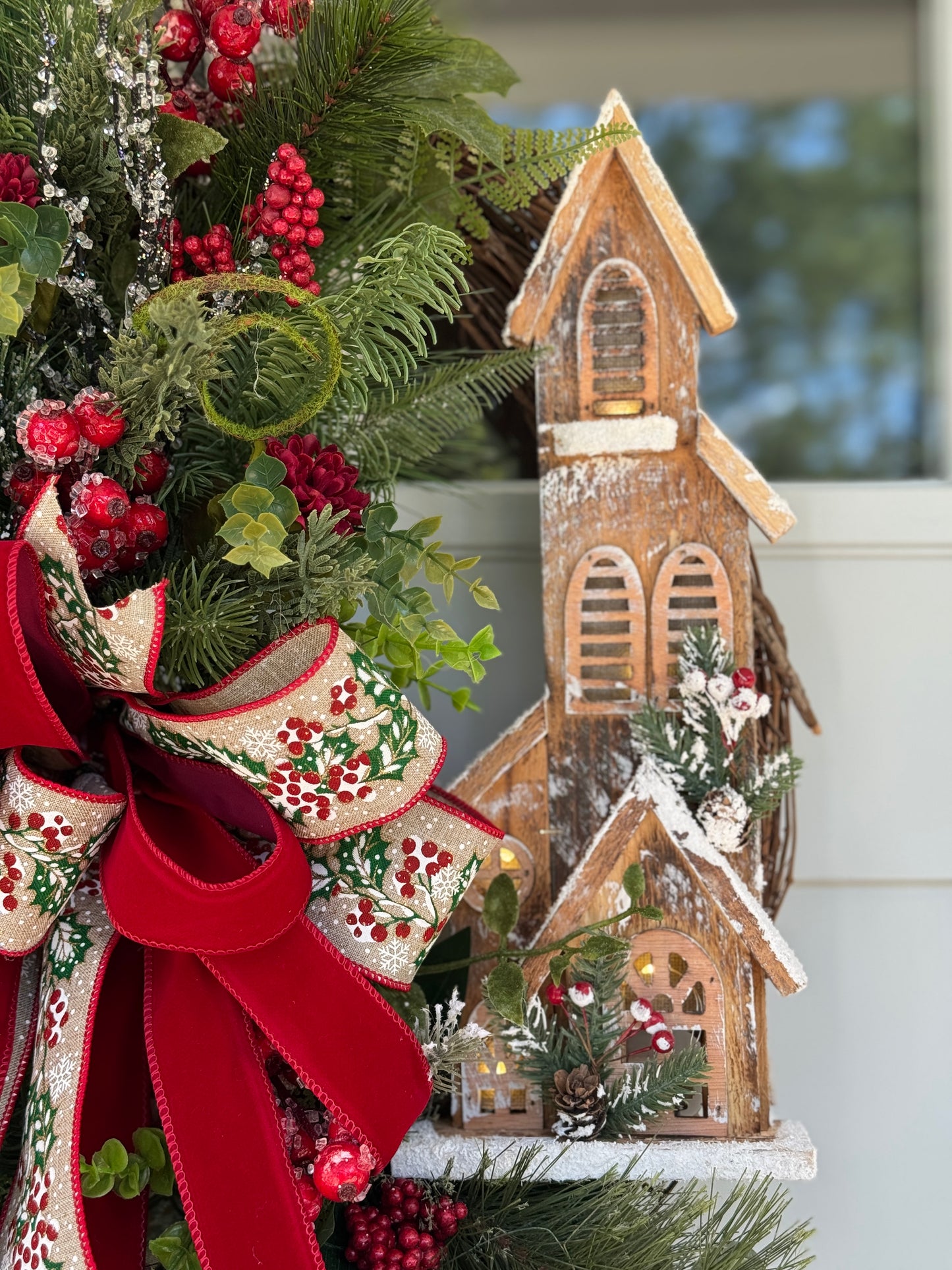Large Rustic Church Winter/Holiday Wreath