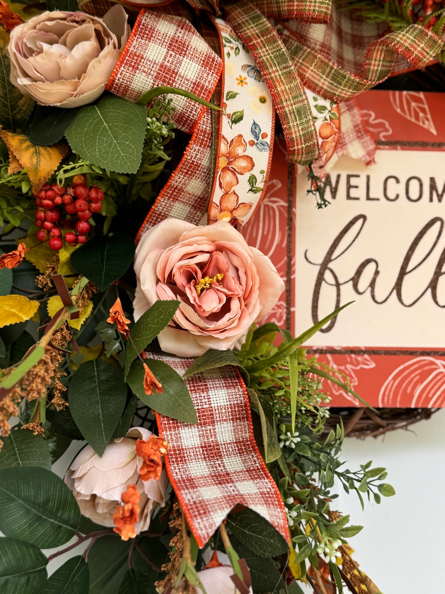 Large Neutral Tones Fall Floral Wreath