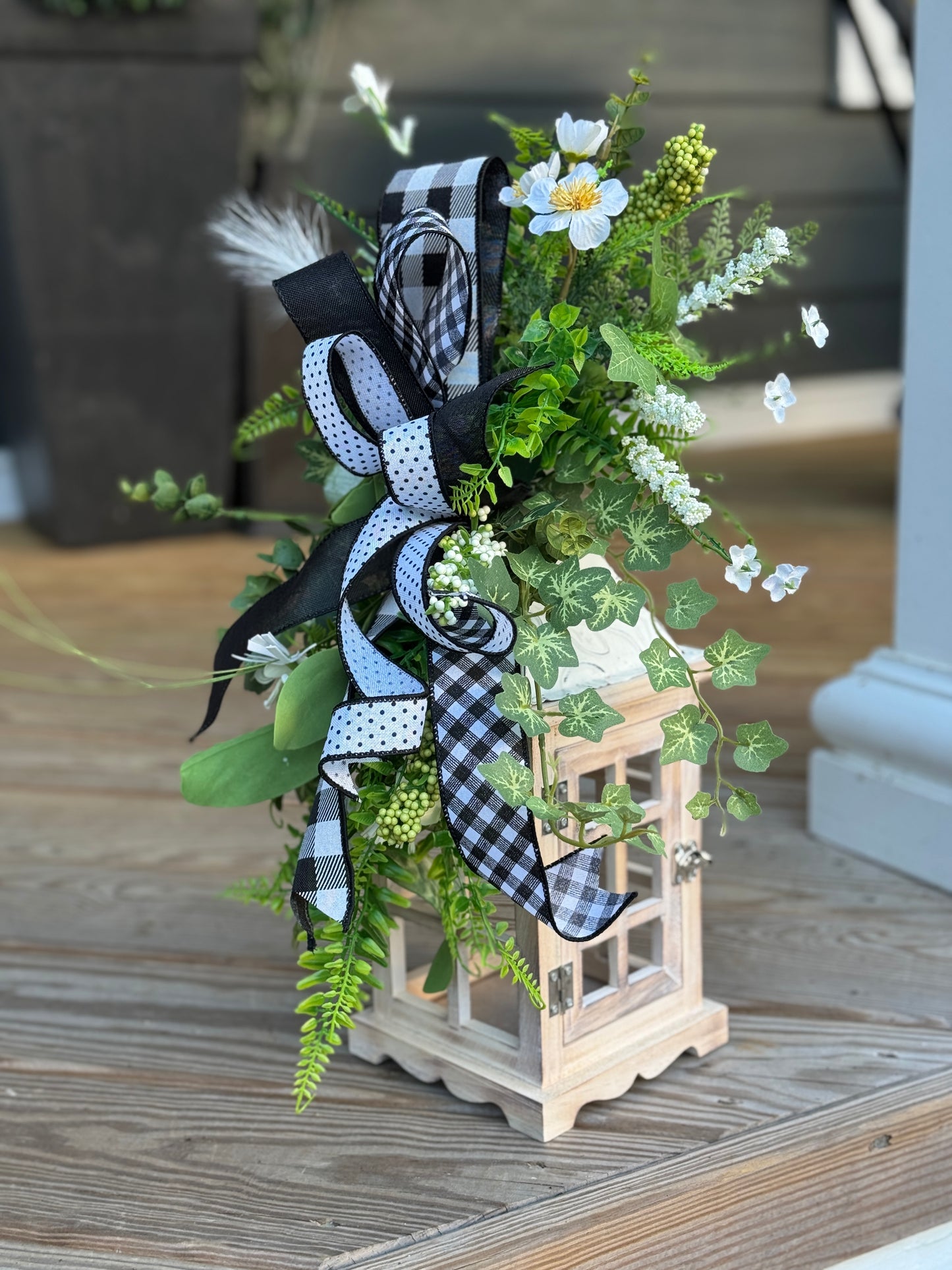 Rustic Lantern with Greenery Decor