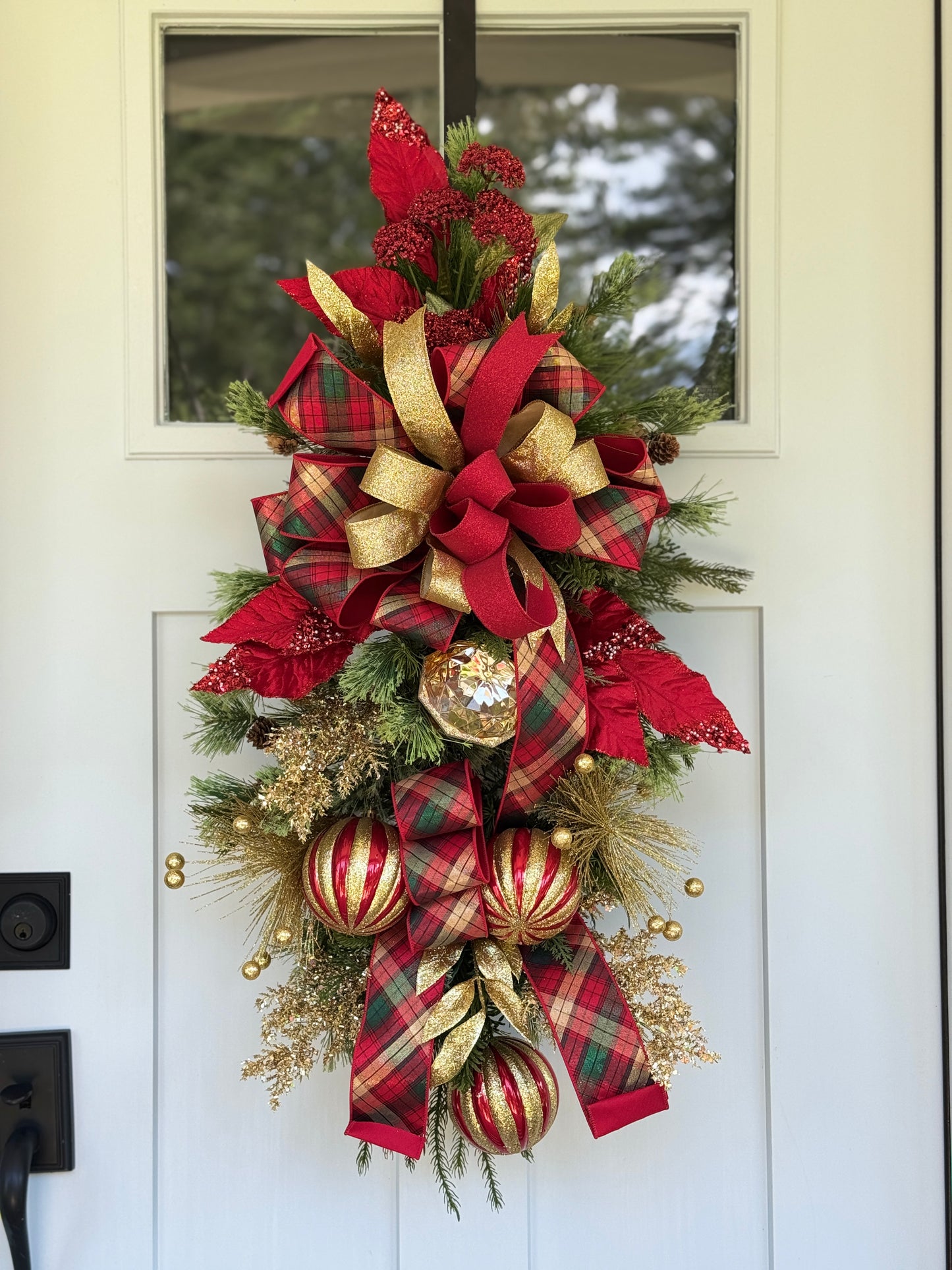 Red and Gold Winter/Holiday Door Swag