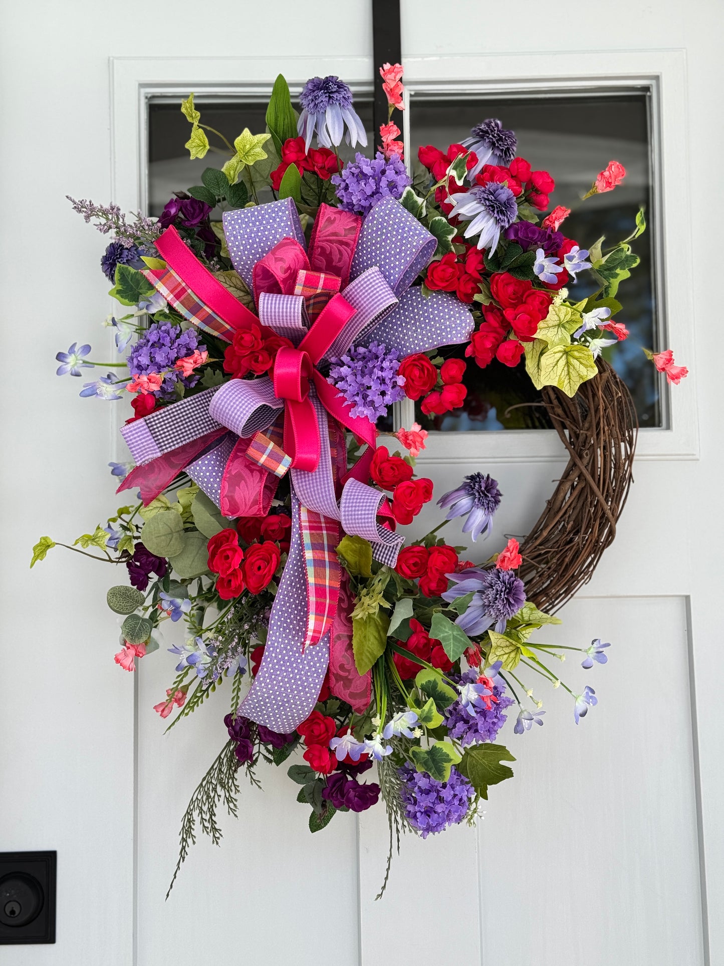 Hot Pink and Purple Floral Wreath