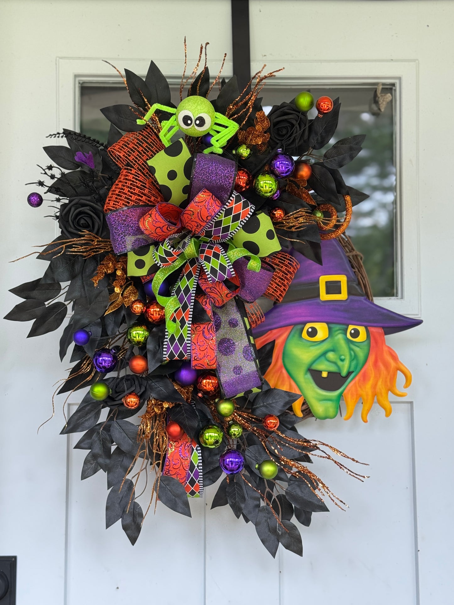 Halloween Witch and Spider Wreath