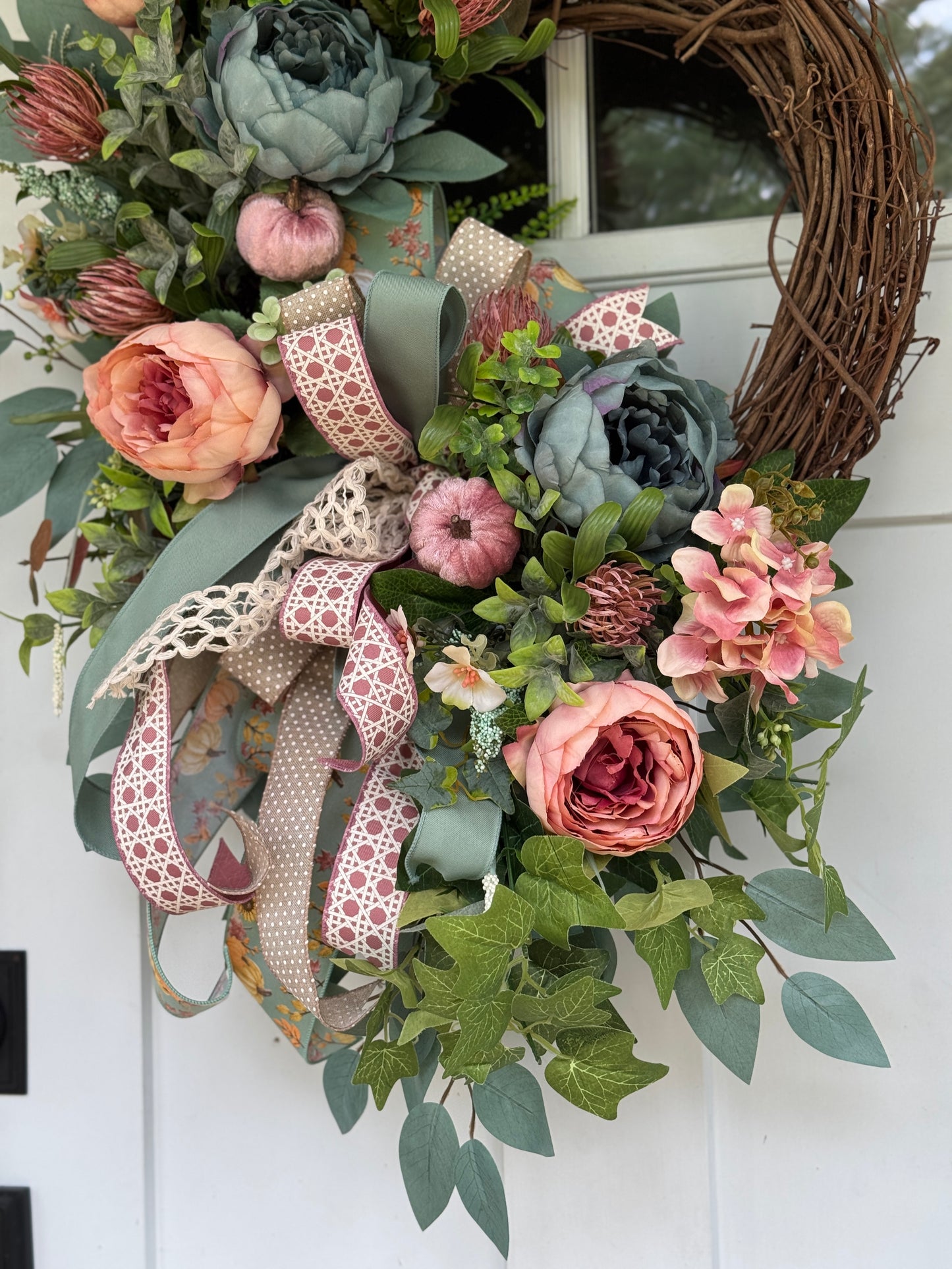 Elegant Dusty Pink And Blue Wreath