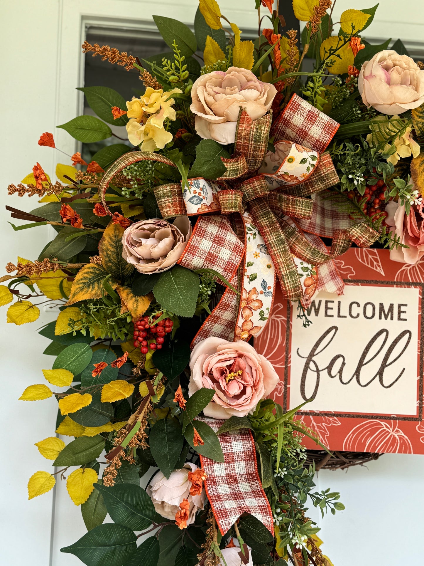 Large Neutral Tones Fall Floral Wreath