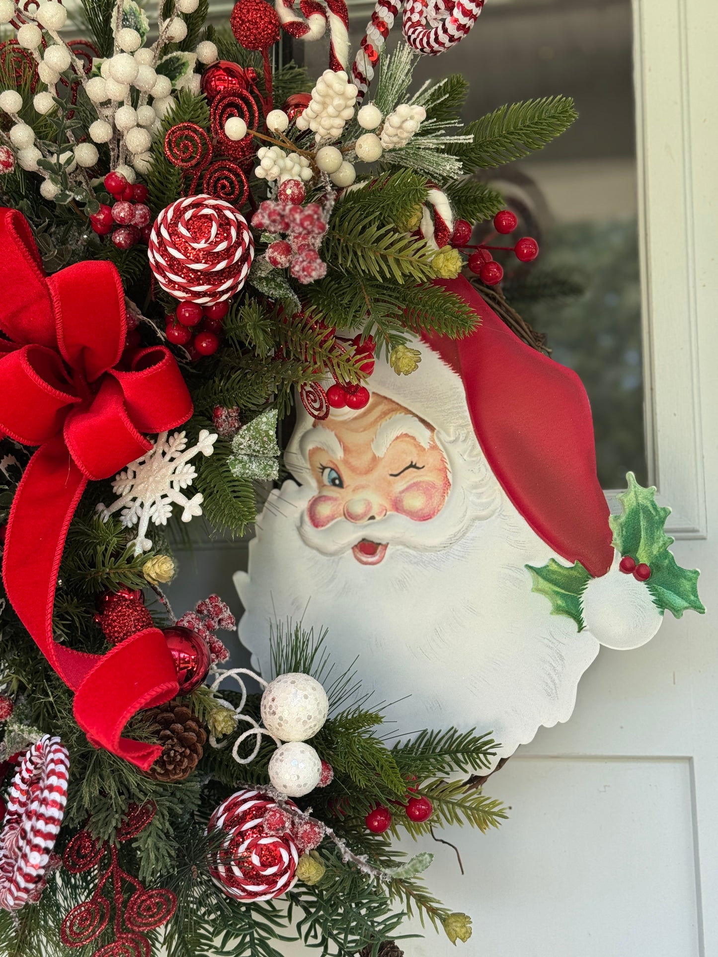 Winking Santa Holiday Wreath