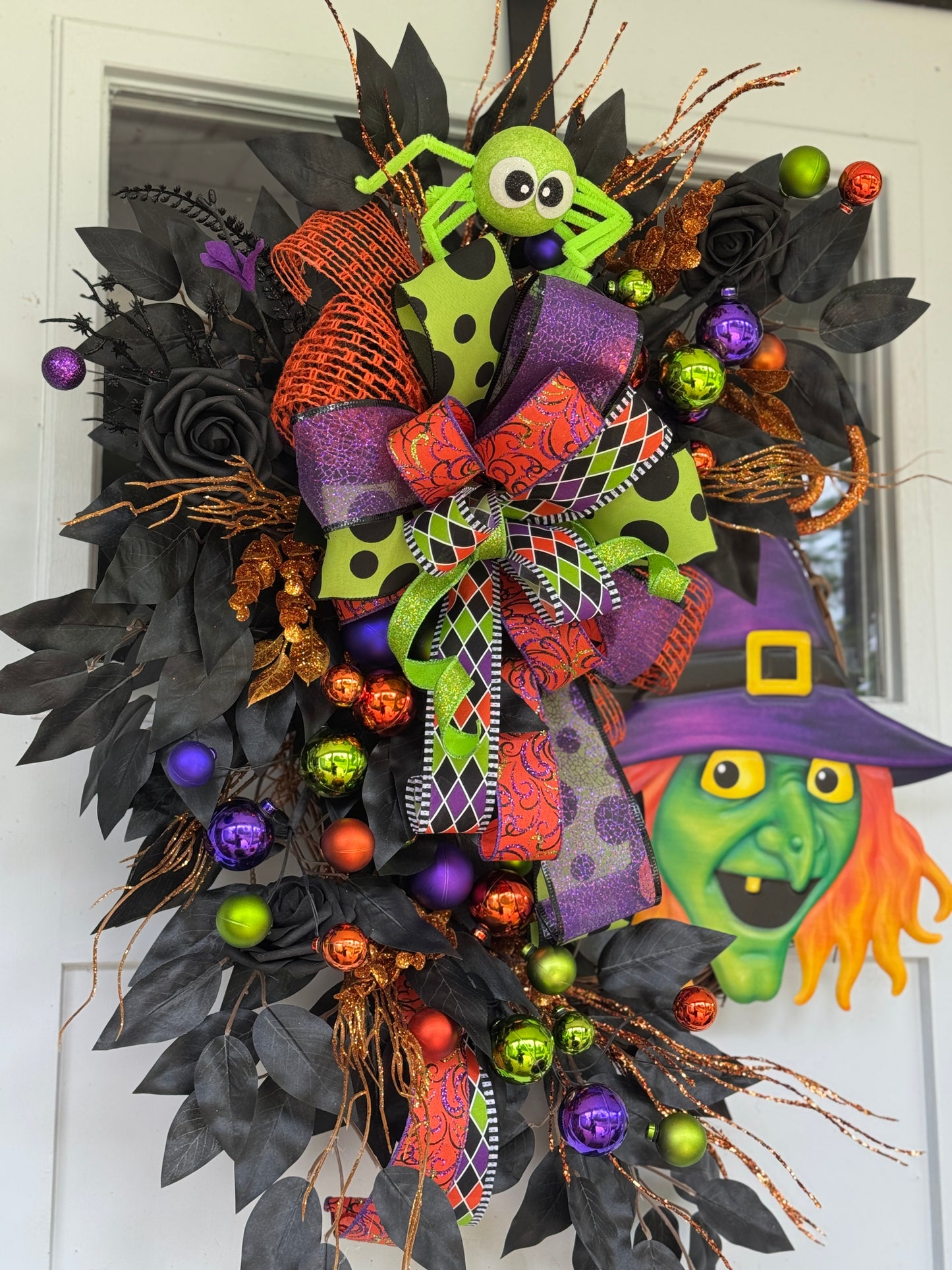 Halloween Witch and Spider Wreath