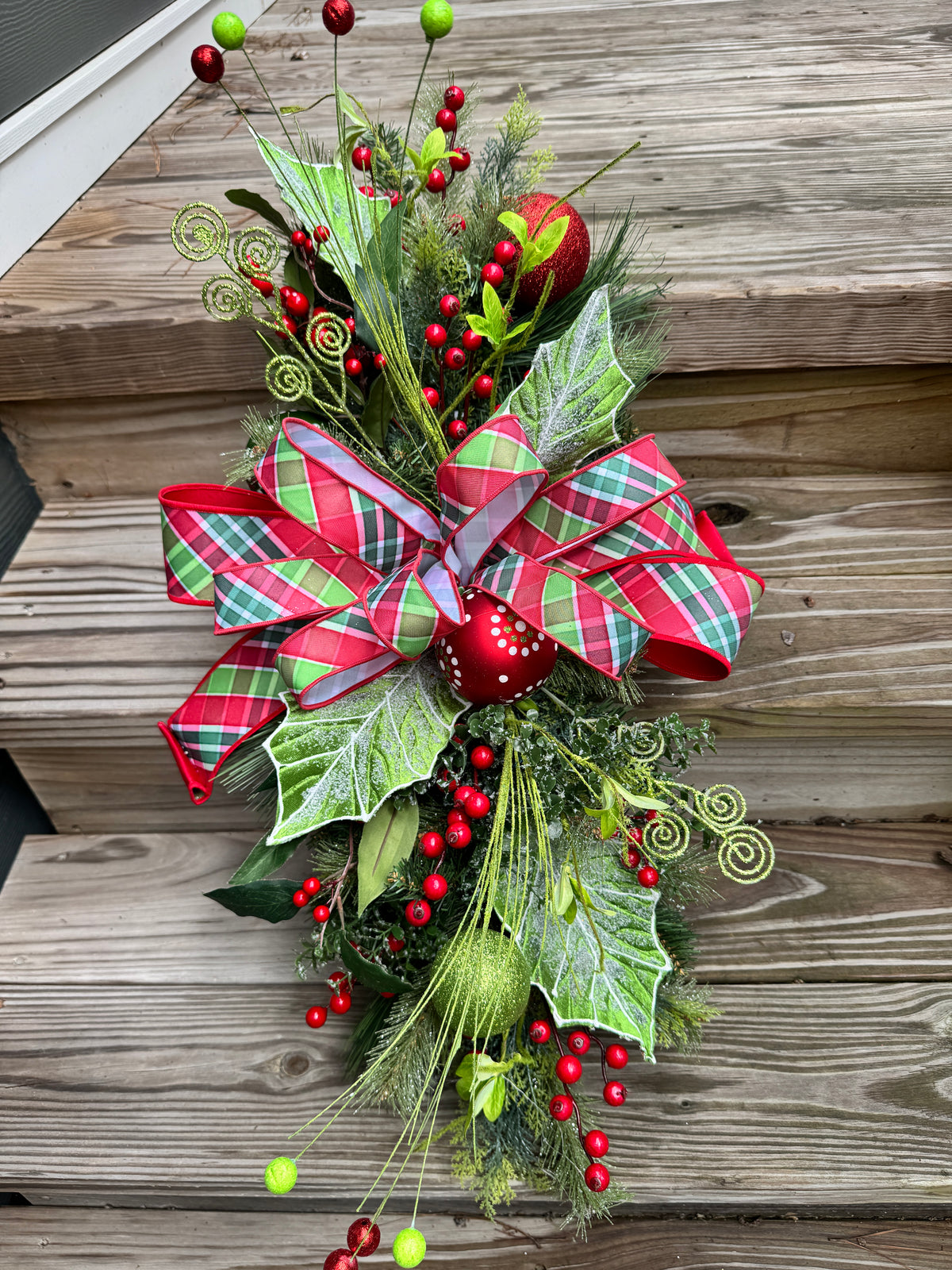 Vibrant Red & Lime Green Christmas Arrangement