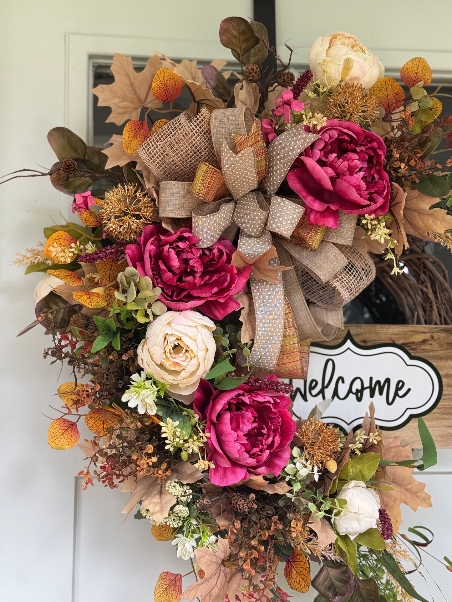 Pink and Cream Floral Welcome Wreath