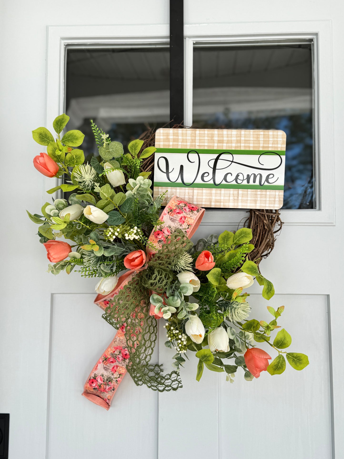 Floral Welcome Wreath with Tulips