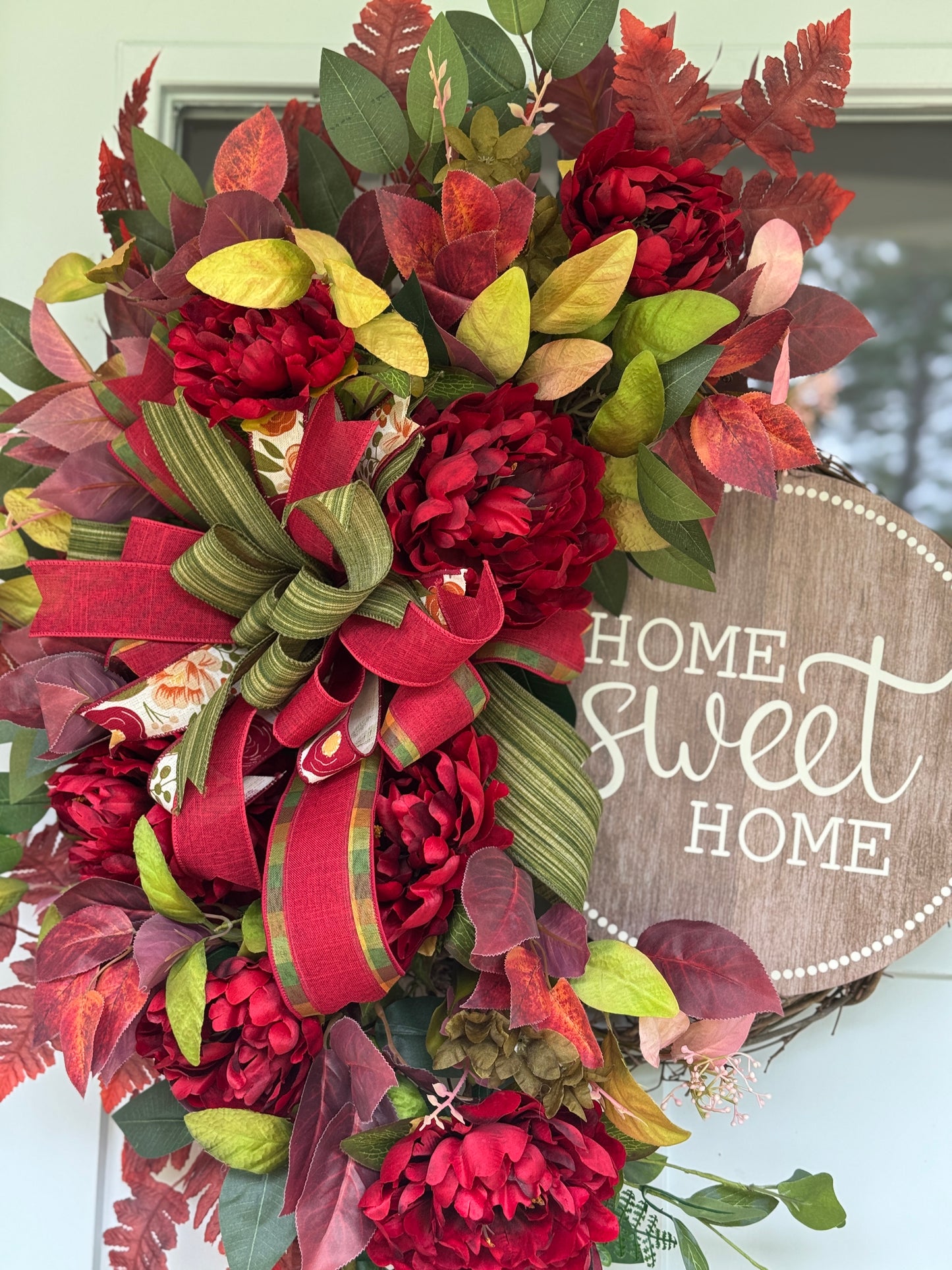 Burgundy and Moss Floral Wreath