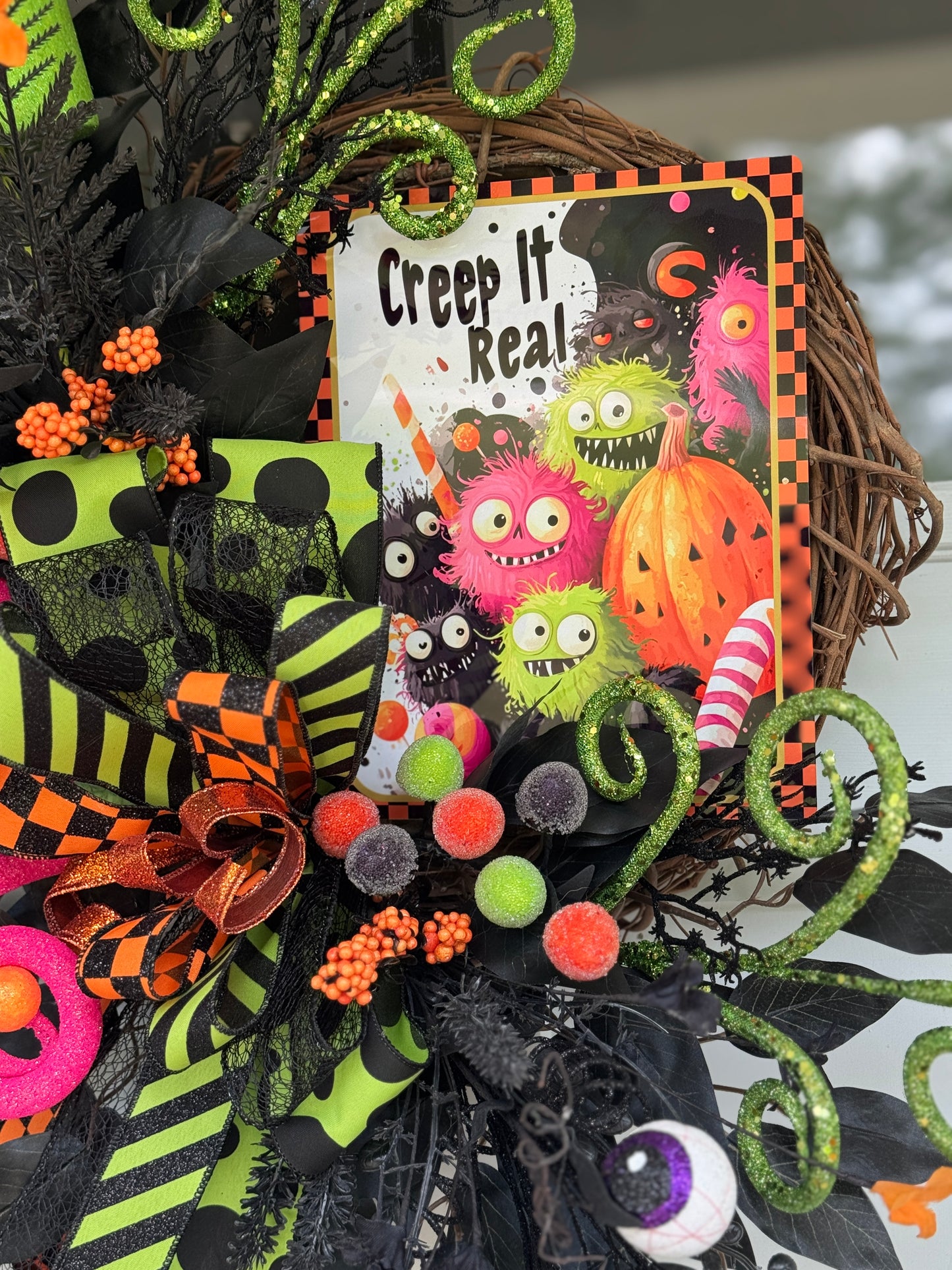 Creep It Real Halloween Monster Wreath