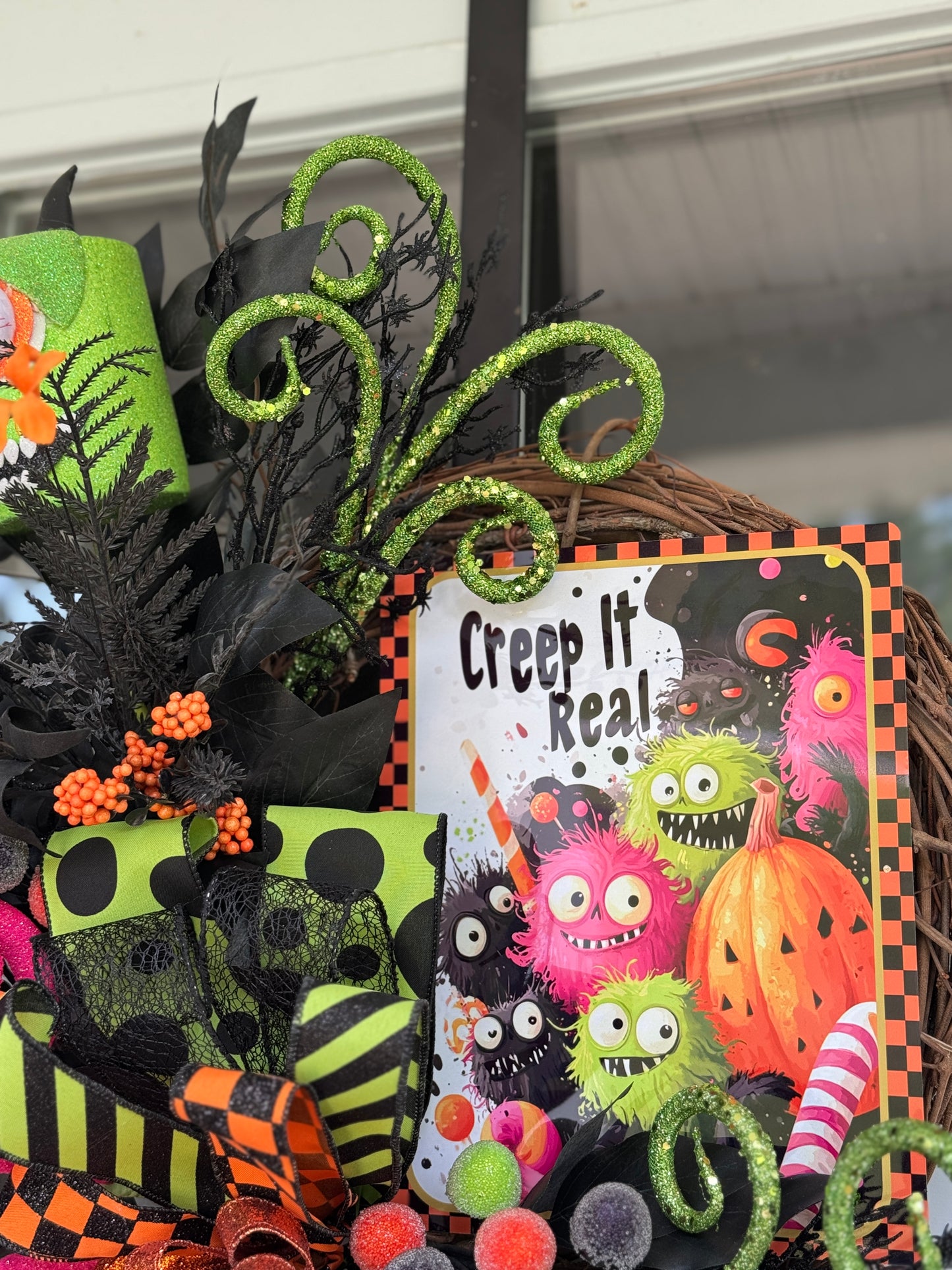 Creep It Real Halloween Monster Wreath